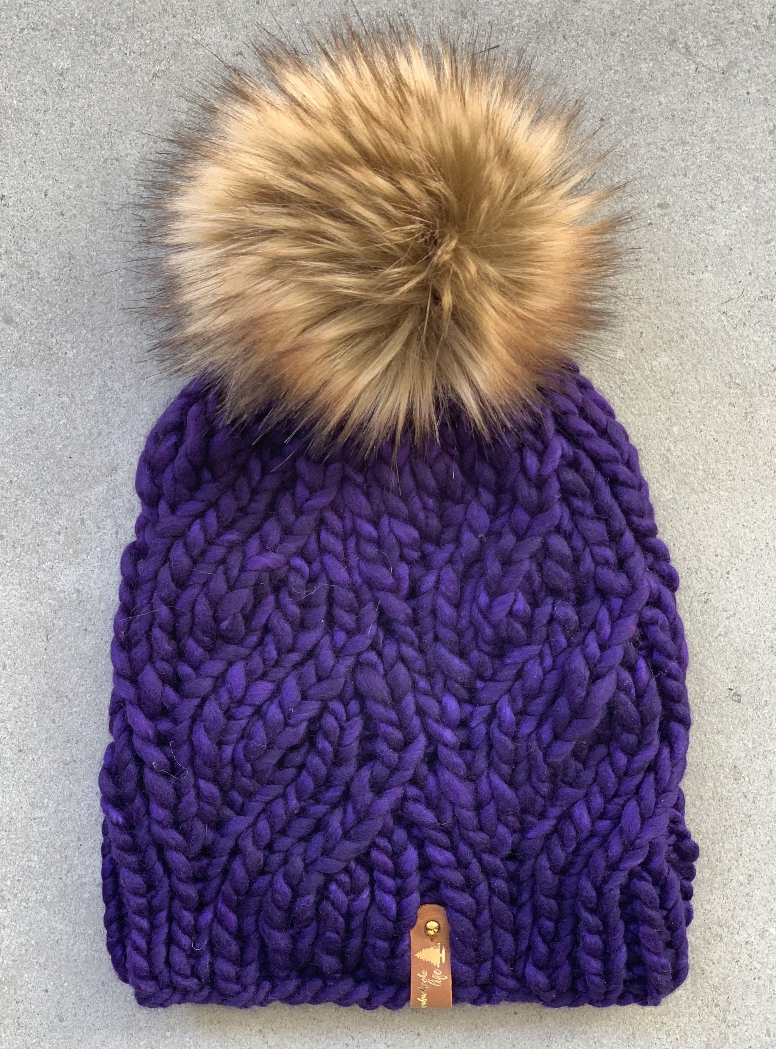 Premium Merino Wool Knit Hat w Luxe Faux Fur Pom Pom