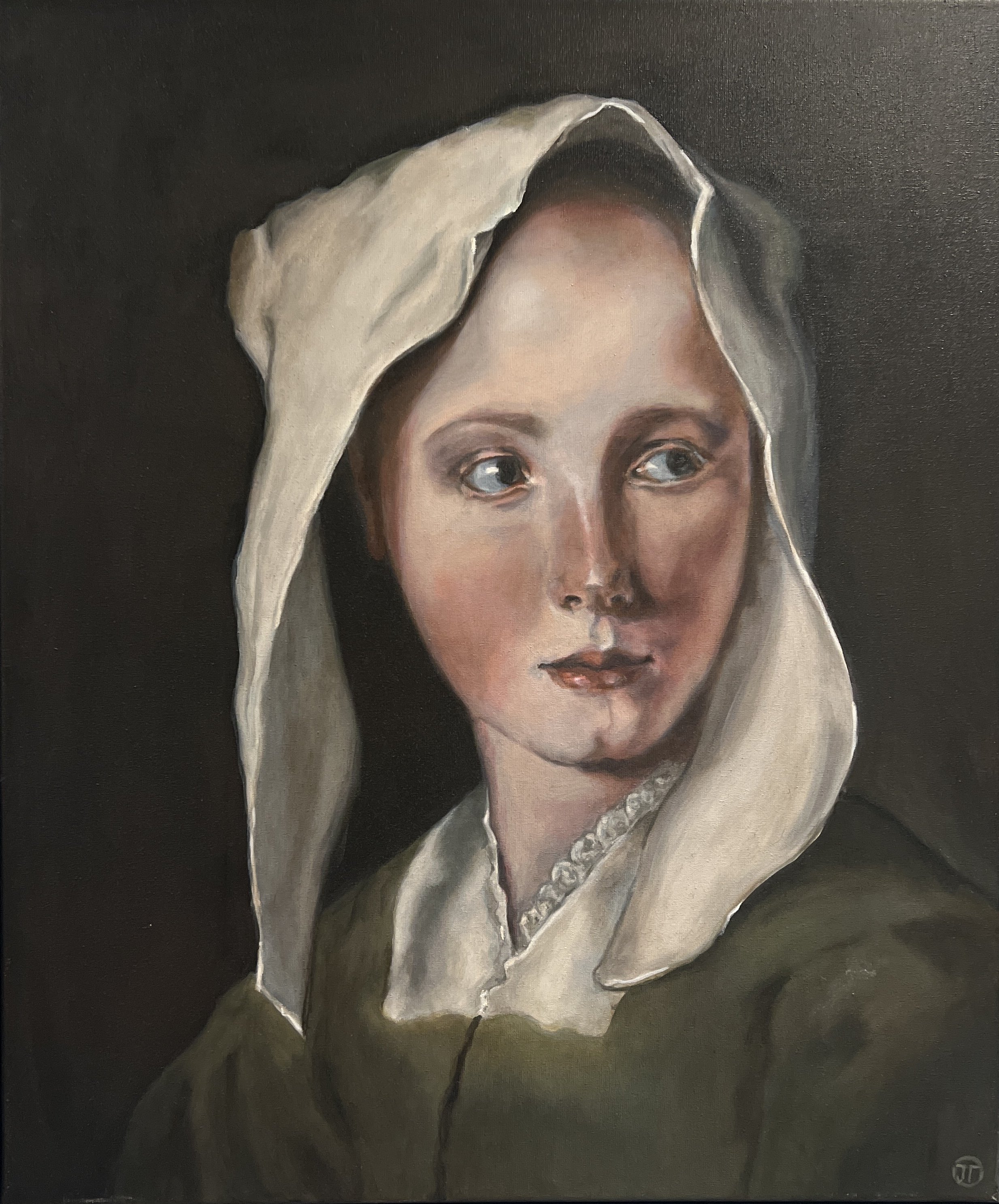 Het witte kapje (2020) I olieverf op linnen doek 50x60