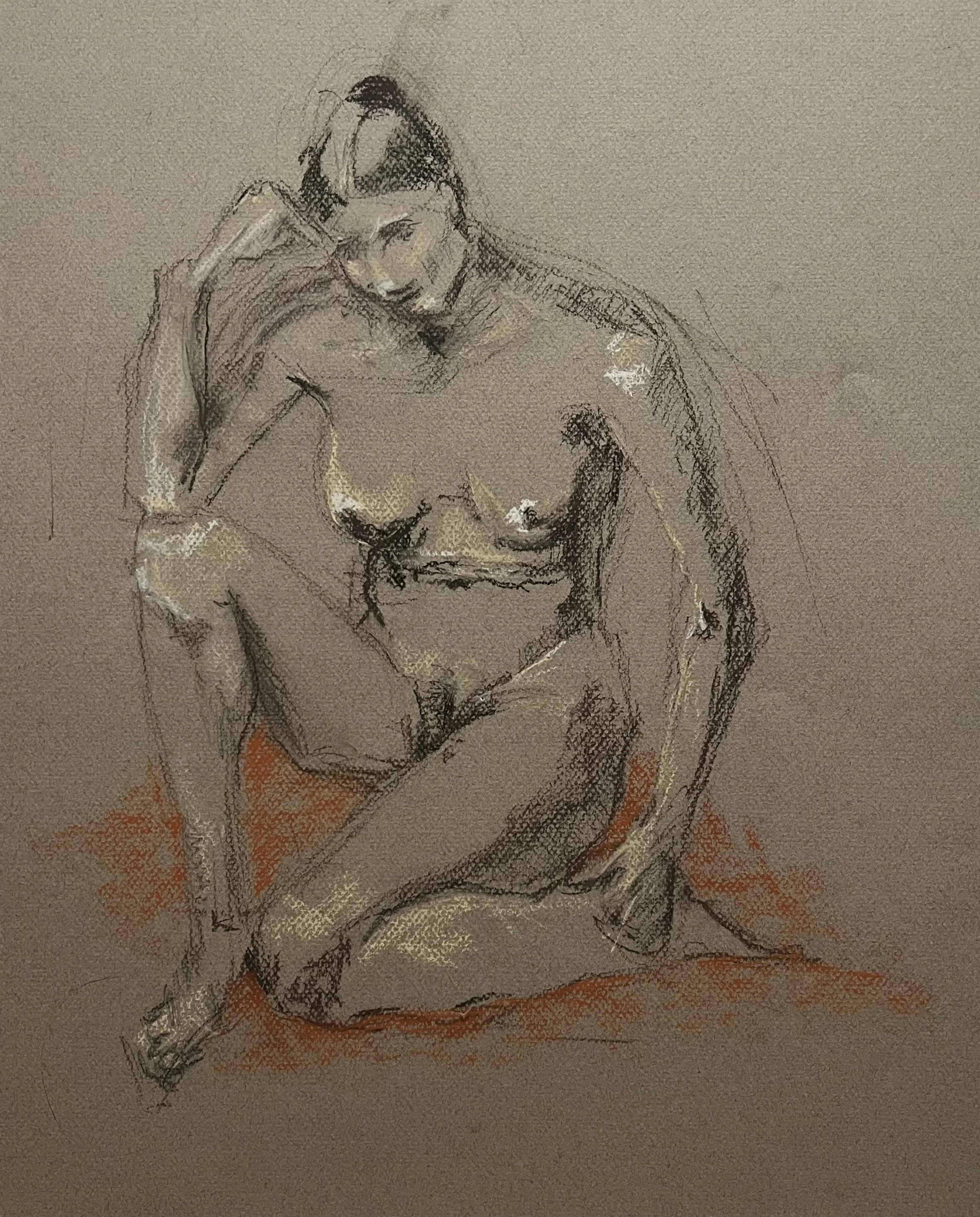 Gebogen (2019) I potlood krijt op papier - 50x70