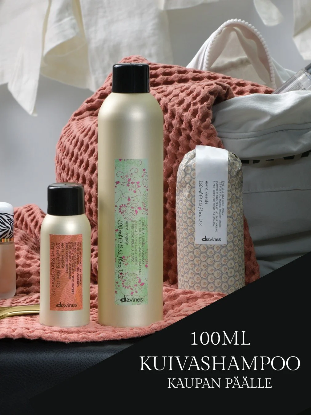 Black Week tarjoukset ovat voimassa en&auml;&auml; sunnuntaihin asti!

Katso kuvista mustan viikon etumme:
🖤100ml kuivashampoo kahden Davines muotoilutuotteen ostajalle
🖤Hell&auml;varaisesti puhdistava MEN Power Face + Body Wash -suihkugeeli -40%
?