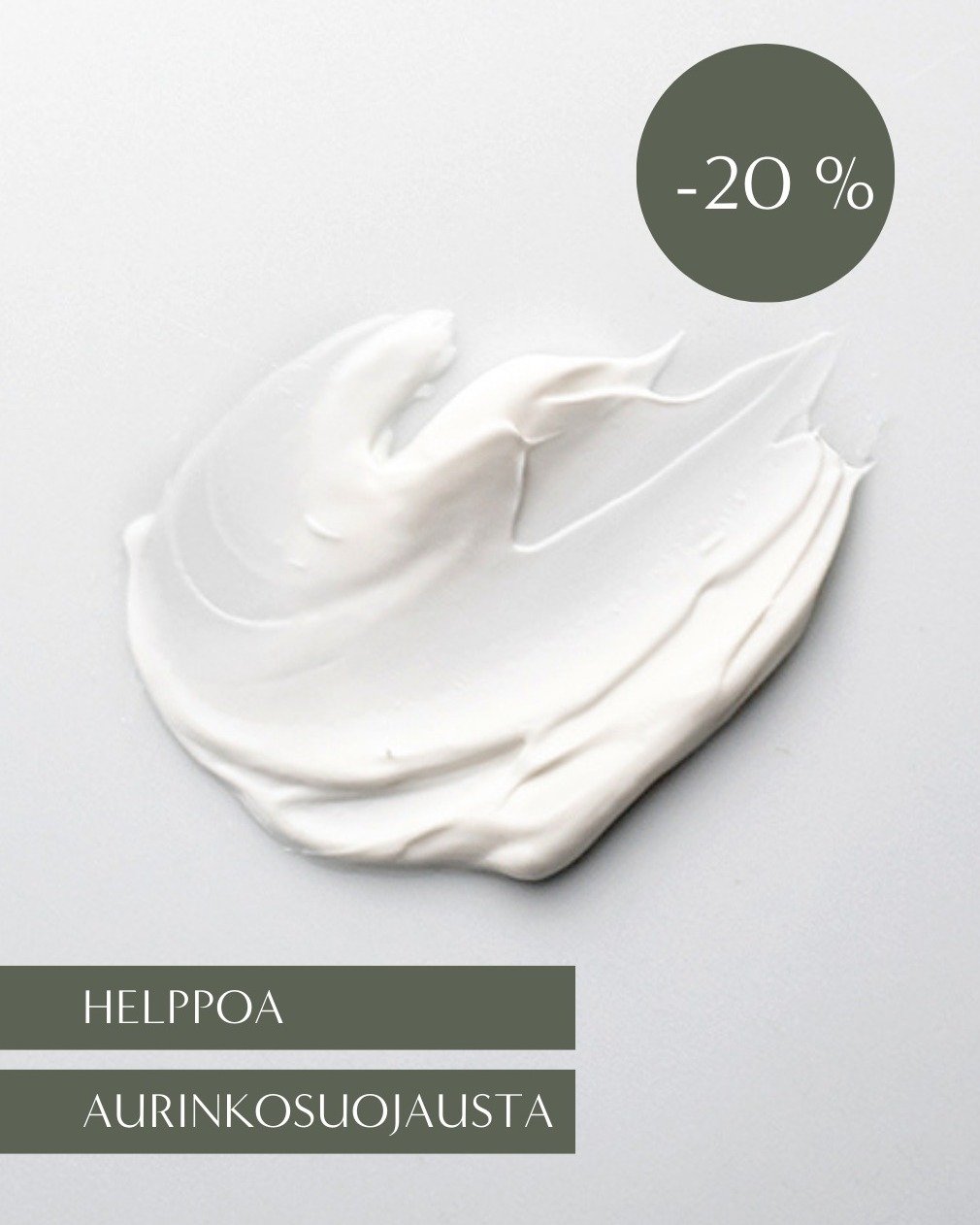 Suojaatko ihosi vain aurinkoiselta s&auml;&auml;ll&auml;?
 
Iho tulisi suojata aina, kun UV-indeksi on yli 3, sill&auml; ihosi altistuu UV-s&auml;teilylle my&ouml;s pilvisin&auml; p&auml;ivin&auml;.

Etk&ouml; jaksa seurata UV-indeksi&auml; p&auml;iv