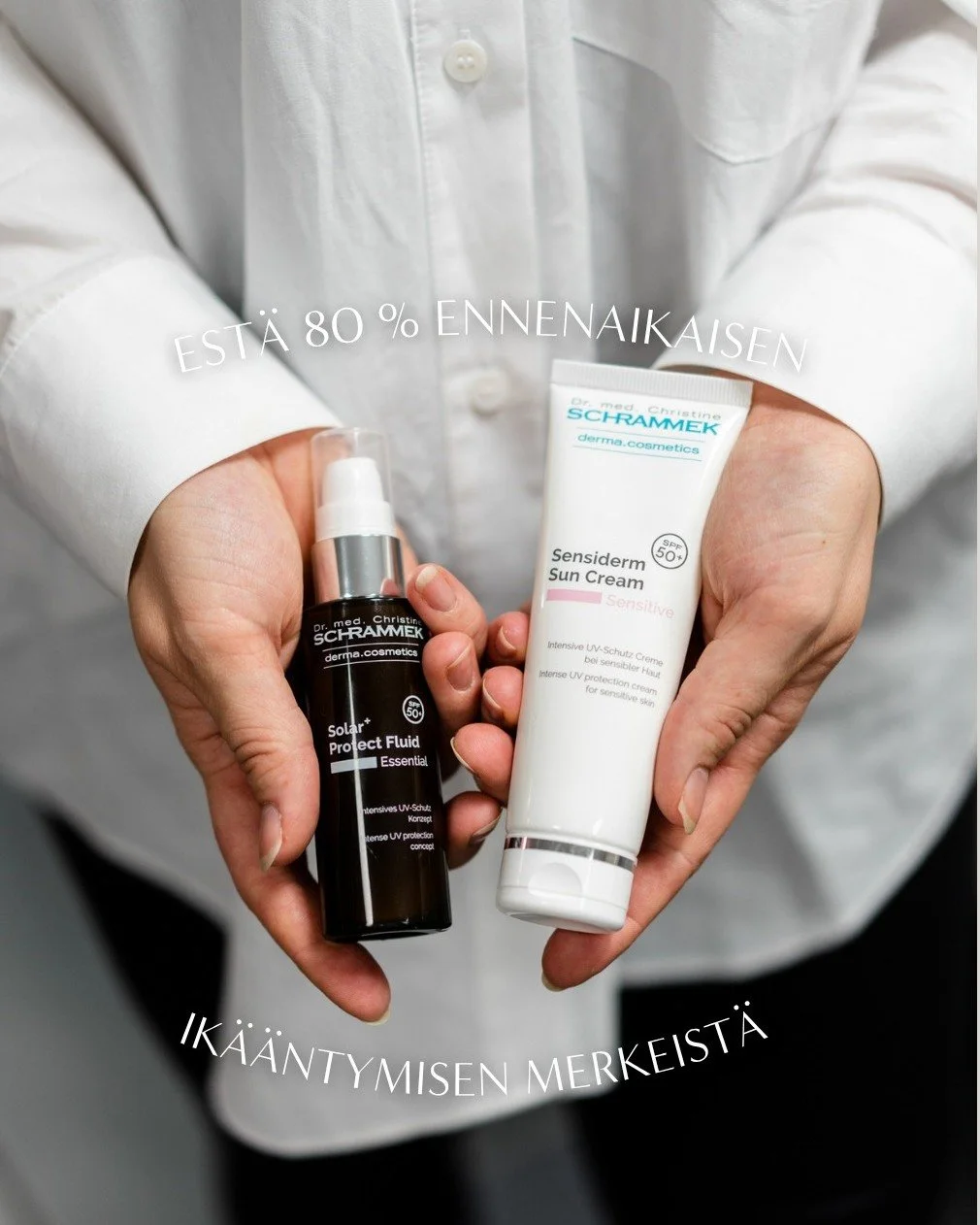 Aurinkosuoja on tehokkain ja samalla edullisin anti-aging tuote ihonhoidossa!☀️

Jopa noin 80 % ihon n&auml;kyvist&auml; ik&auml;&auml;ntymisen merkeist&auml; liittyy auringon UV-s&auml;teilyyn ja muihin ulkoisiin tekij&ouml;ihin. 

Dr. med Schrammek