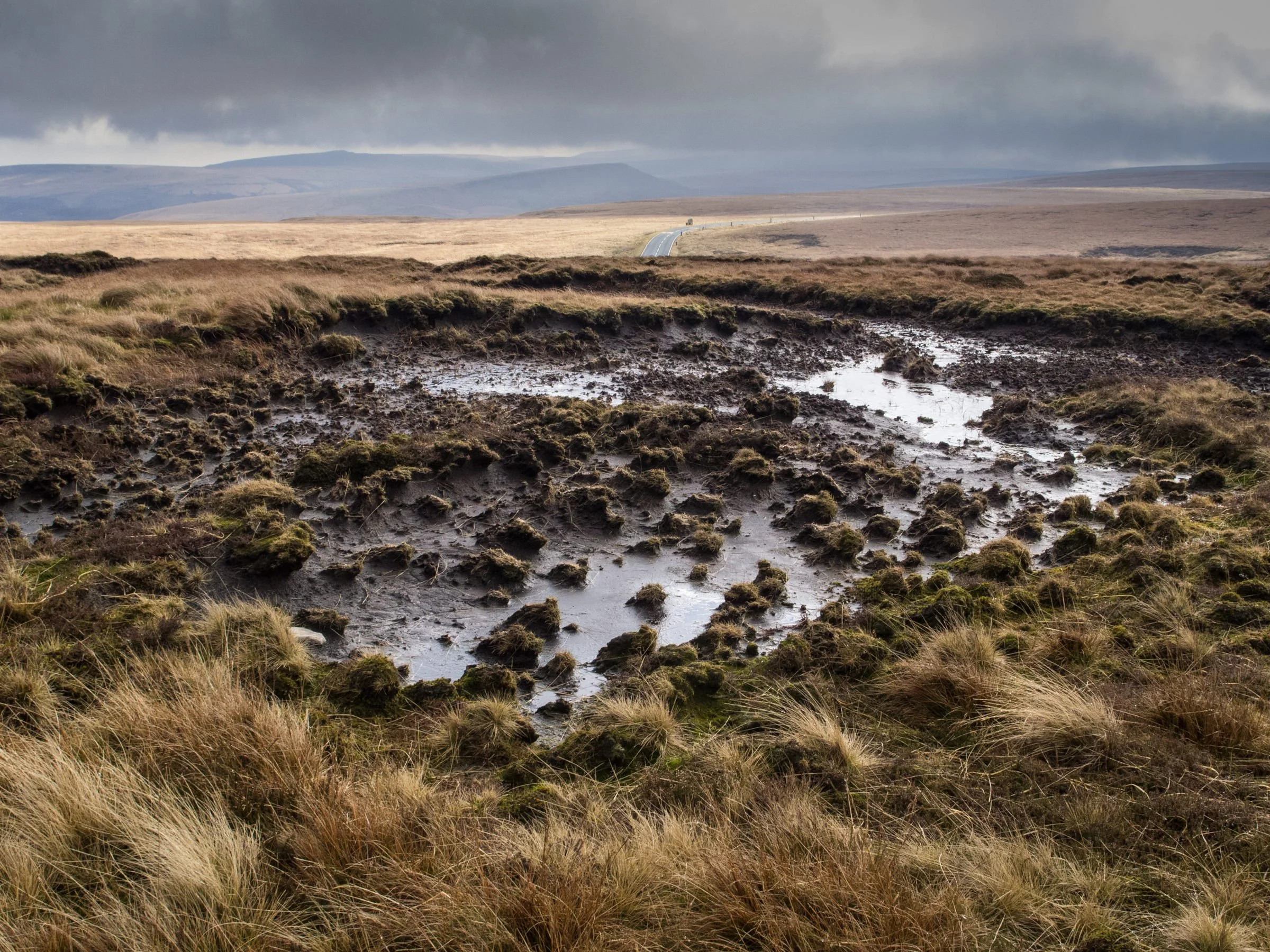 A degraded blanket bog with exposed peat