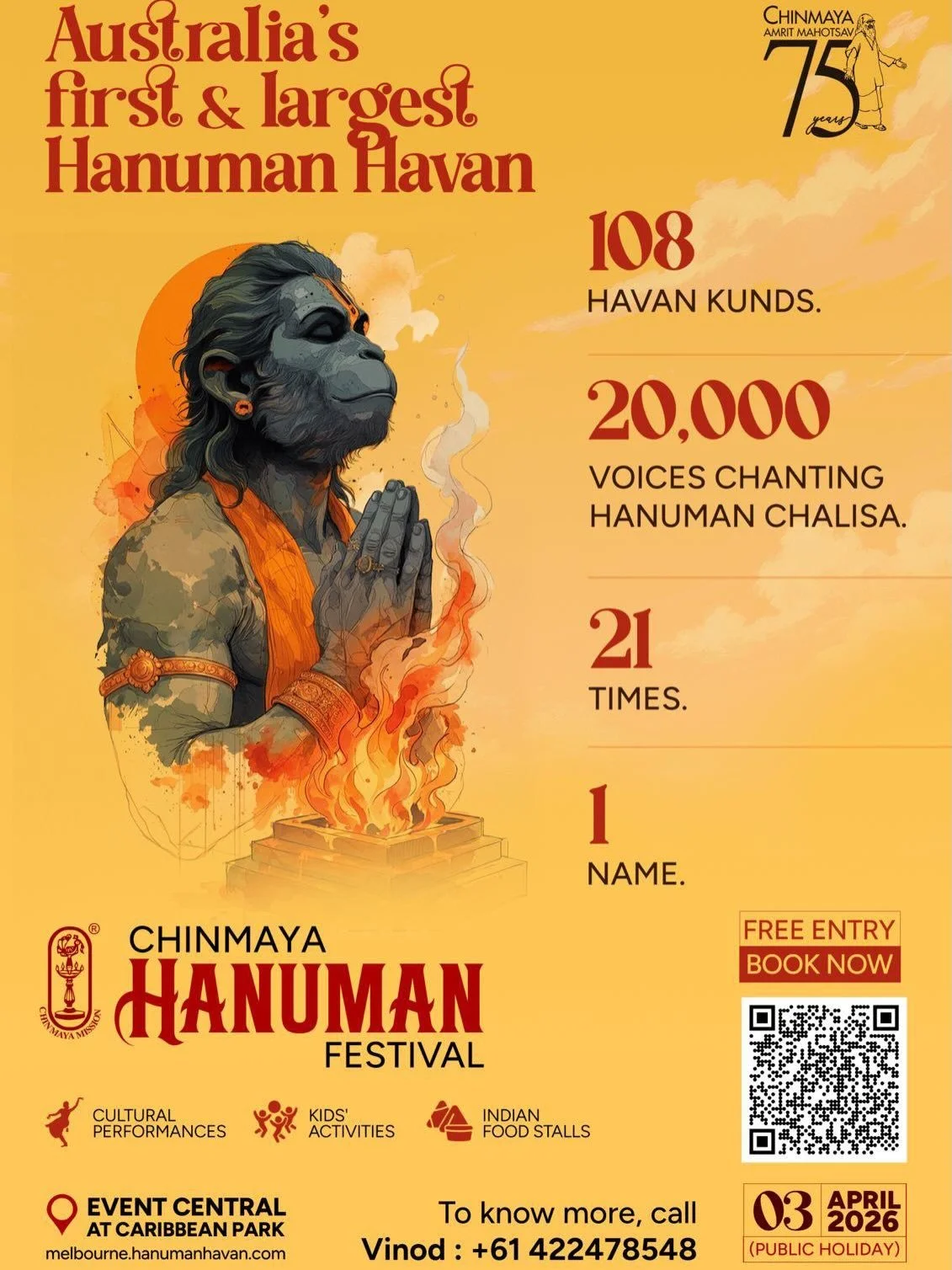 Sohamasmi dancers Pranavi ,Moushami and Esha today offering Nritya Seva at the Chinmaya Mission event of chanting the Hanuman Chalisa 21times around 108 Hawan Kunds, here in Melbourne ,Australia . Also wishing our Esha a very Happy birthday on this s