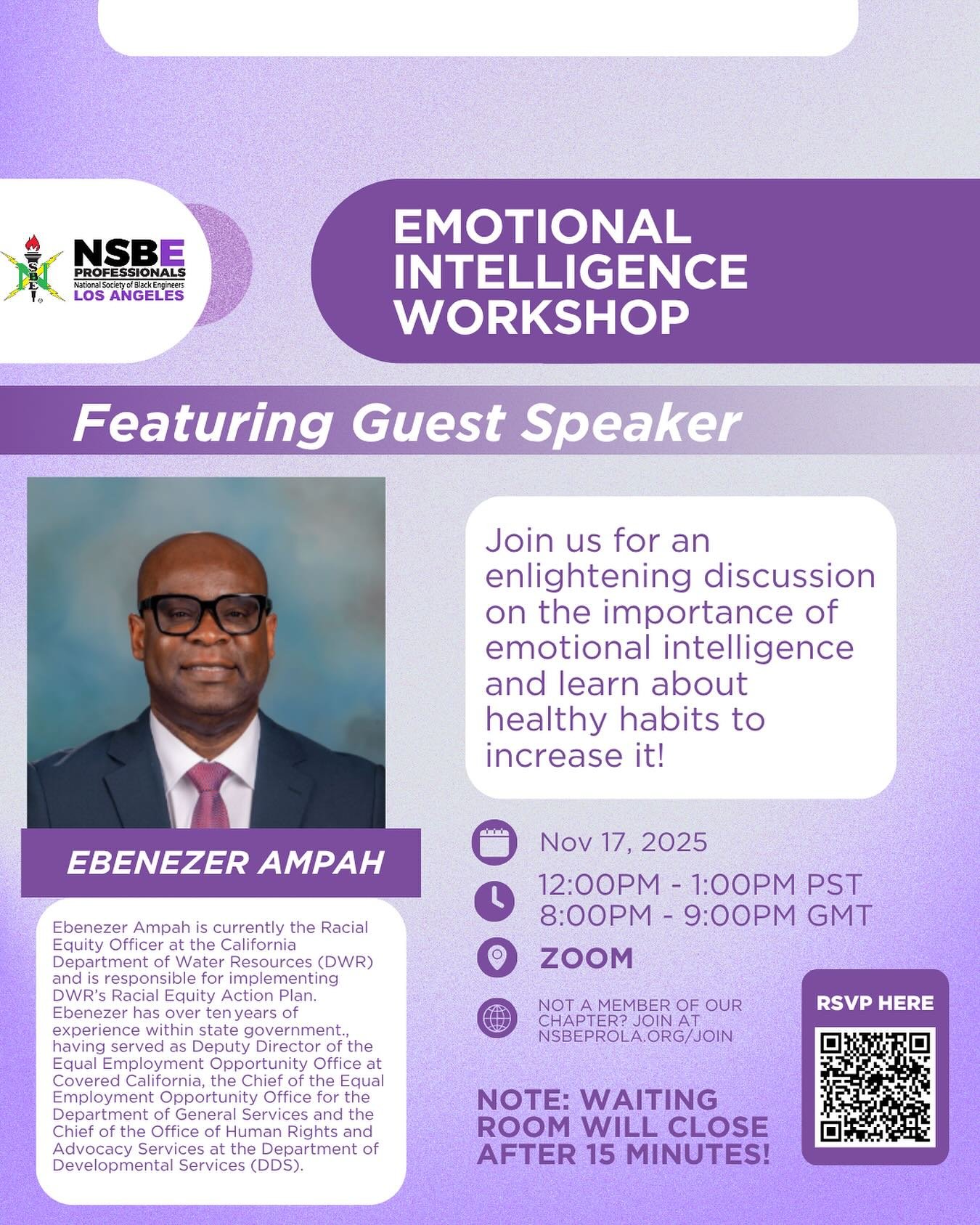 Join us for an engaging workshop with guest speaker Ebenezer Ampah, as we explore how emotional intelligence can elevate your personal and professional growth. 💪🏾✨

🗓️ Date: November 17, 2025
⏰ Time: 12PM&ndash;1PM PST | 8PM&ndash;9PM GMT
📍 Locat