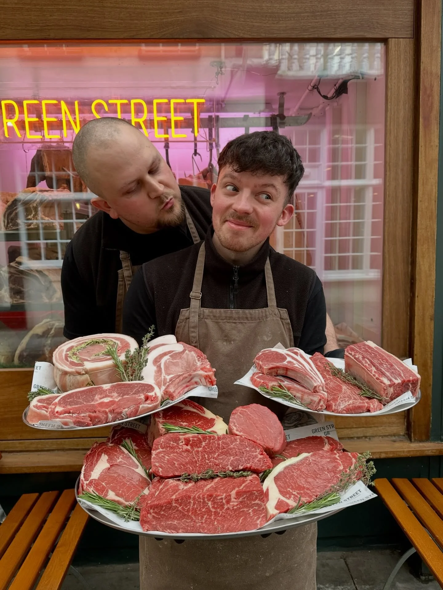 A very stocked and very delicious butchers counter ready for Valentine&rsquo;s weekend.

Dry aged steaks. West Country pork &amp; lamb. Chops &amp; porchetta.