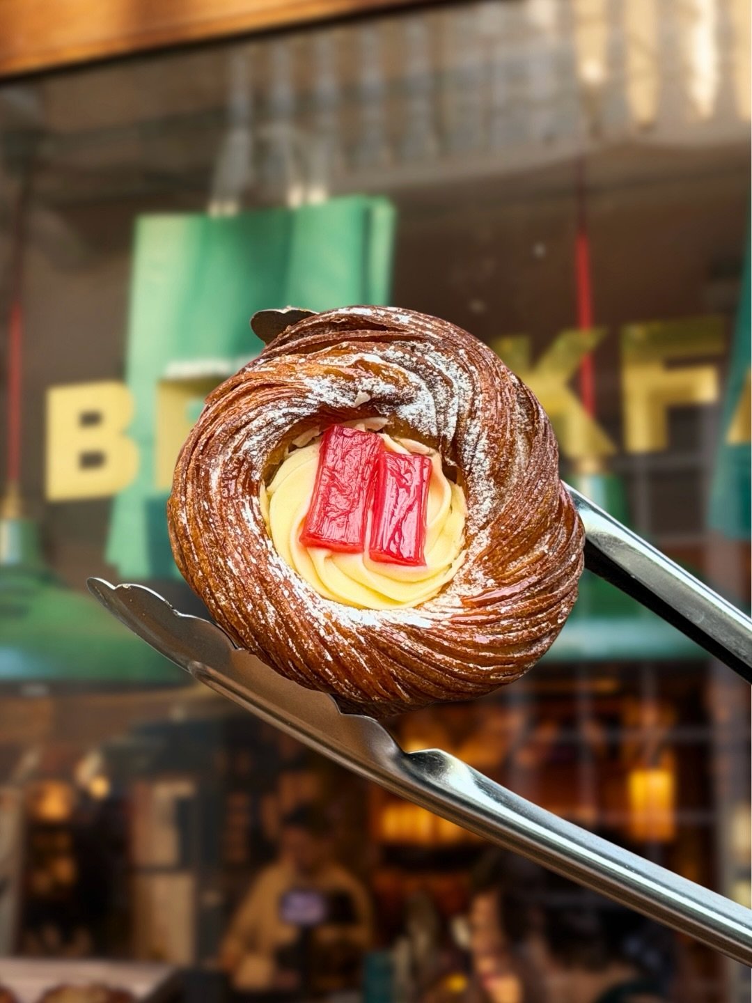 Bakers have been busy.

Rhubarb and white chocolate cruffin
Cinnamon bun (can be served warm)
Croissant
Brown butter, dark chocolate &amp; sea salt cookie 
Almond croissant 
Butcher&rsquo;s sausage roll