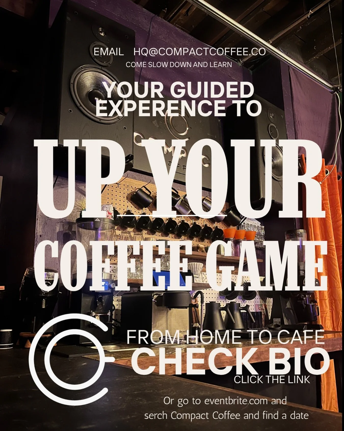 Ready to up your coffee game? Would love to help you in your journey of coffee wherever you are at. Brand new or been into it for a bit. Barista at a shop or just the coffee person in the Family. Let Compact help you elevate your skills to brew a bet