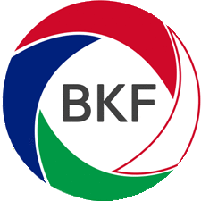 Logo of BKF with red, blue, and green curved shapes around the letters BKF in the center.