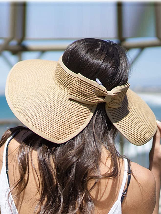 Simplicity Women's Wide Brim Roll-Up Straw Hat