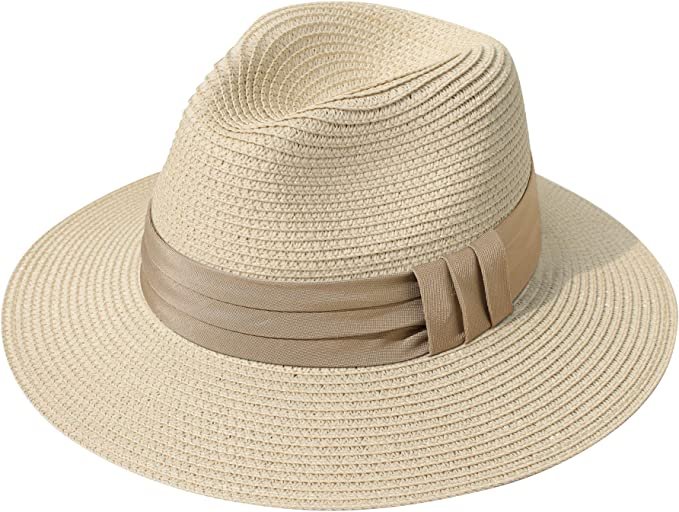 Lanzom Wide Brim Straw Hat