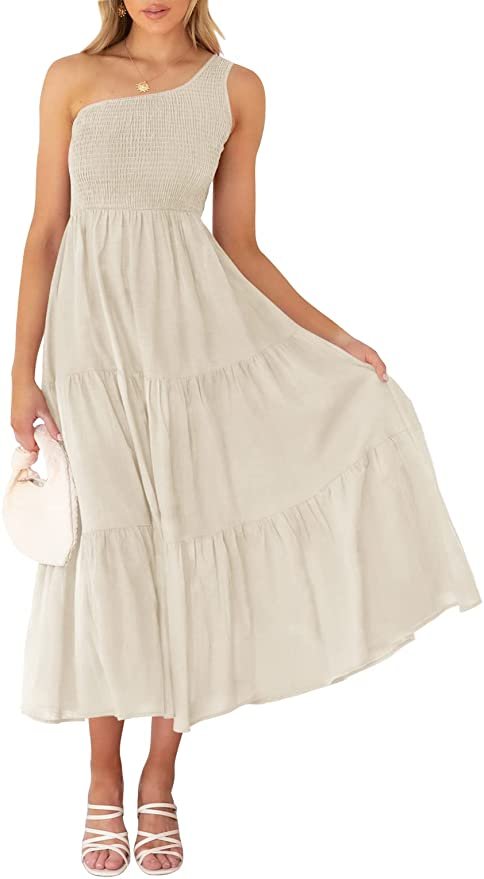 ZCSIA Women's Summer Boho Ruffle Midi Dress