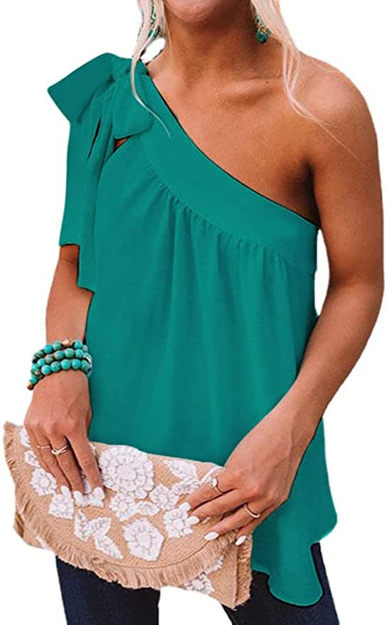 Guteidee One Shoulder Bow Know Blouse