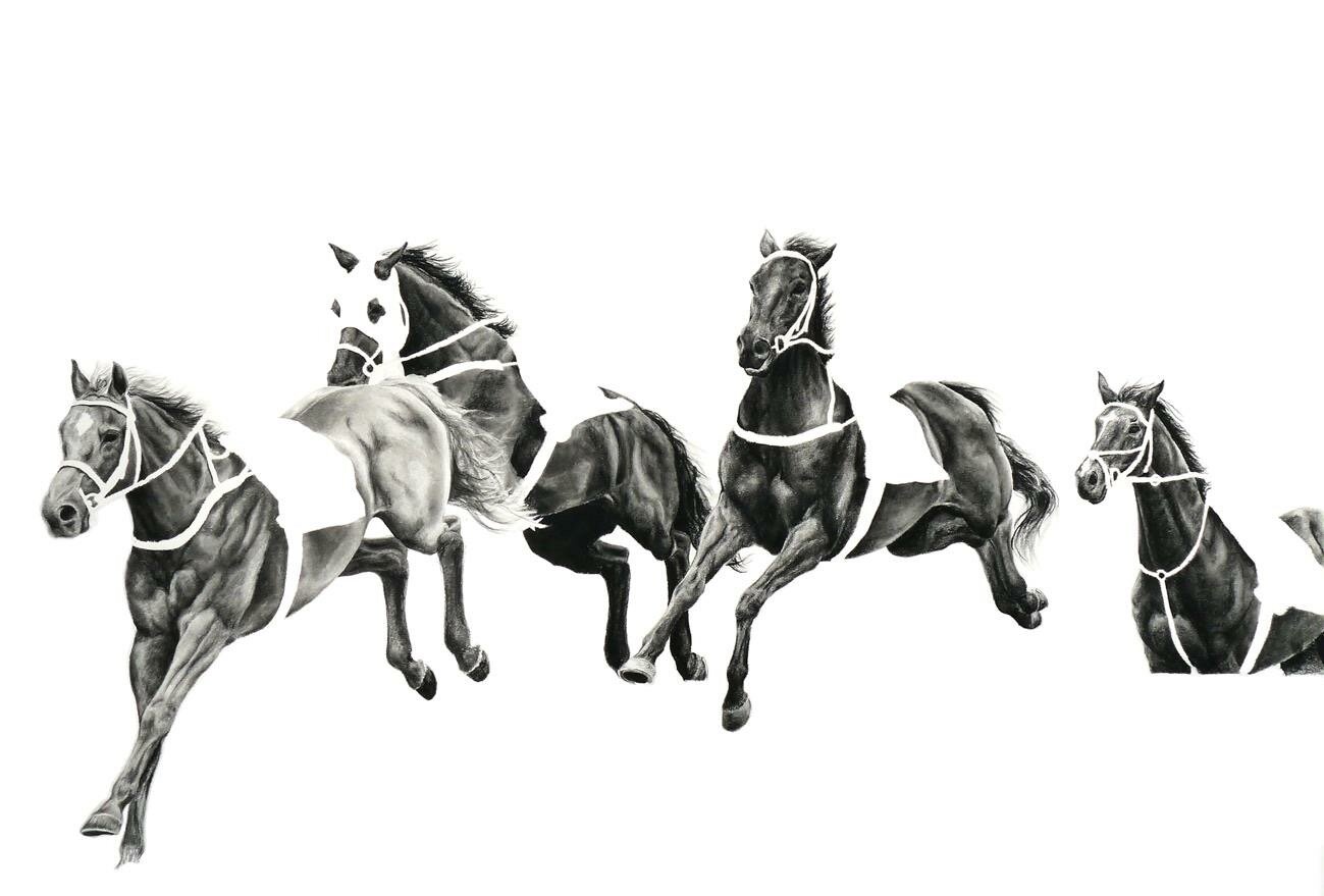 Charcoal Steeplechase Archival Print