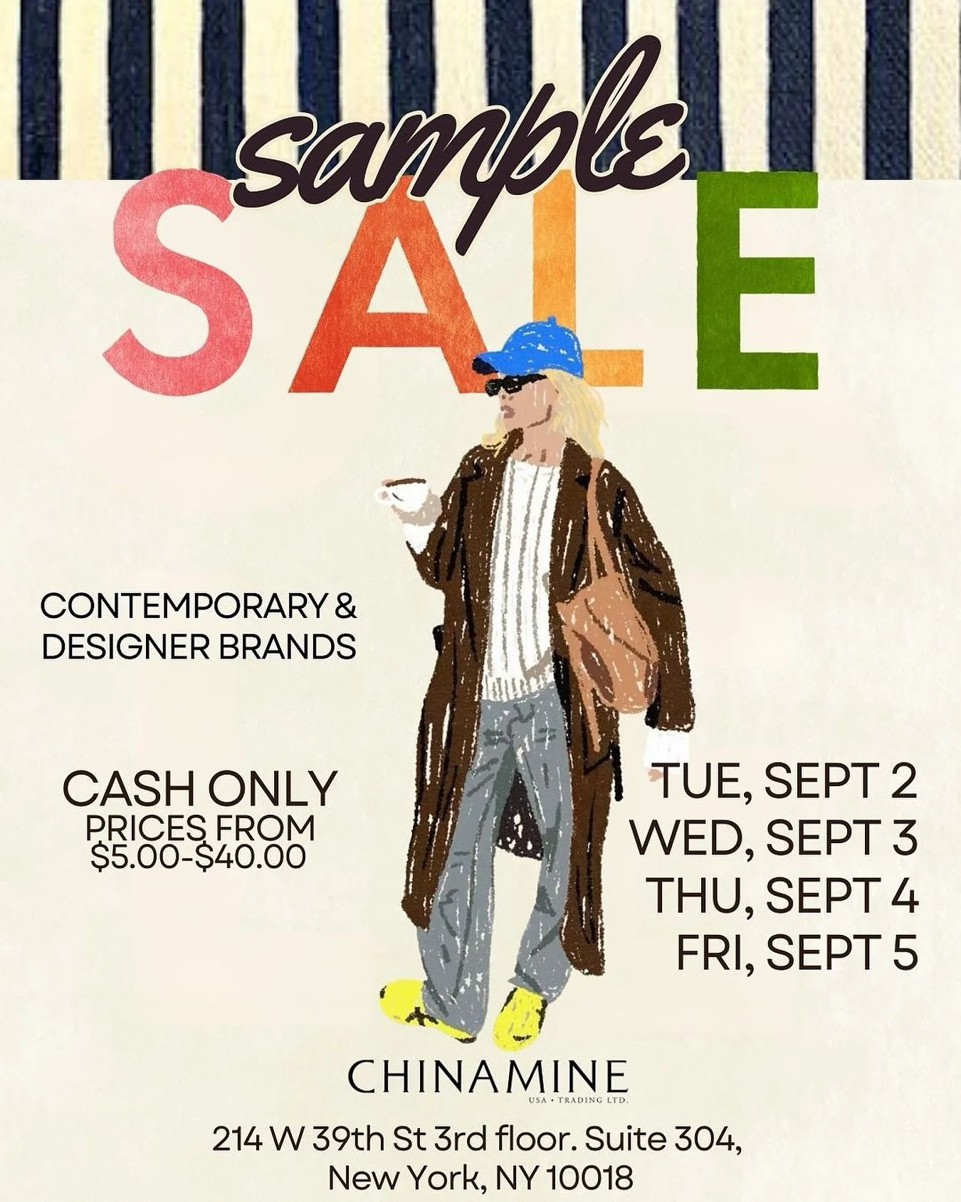 Fashion treasures, one room away. ✨
Join us for our Sample Sale featuring contemporary and designer brands at prices from $5–$40.
Cash only, limited time!
📍 214 W 39th St, 3rd Floor, Suite 304, NYC
🗓 Sept 2–5
Come early, leave stylish