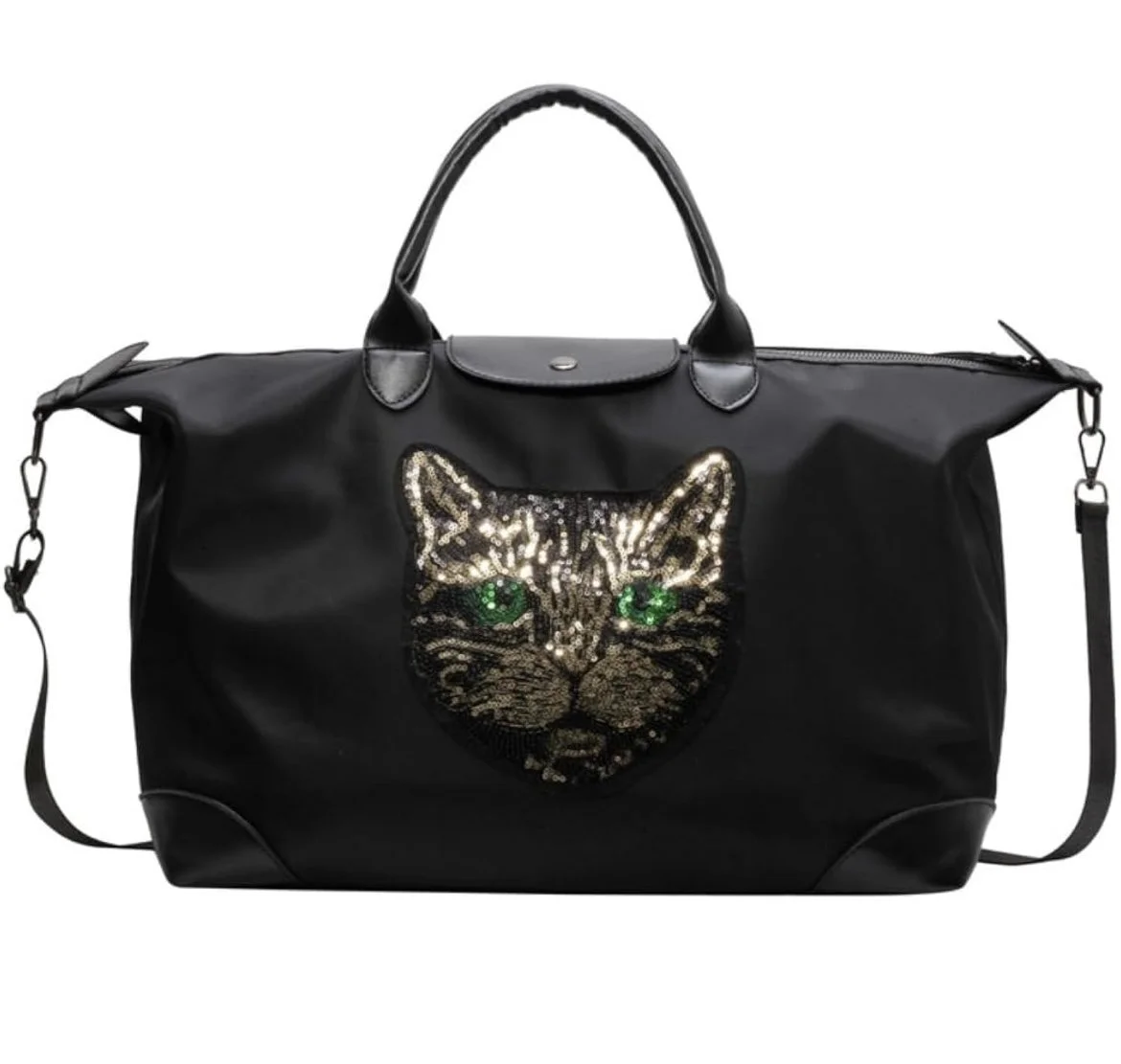 Sequin Cat Face Weekender Bag