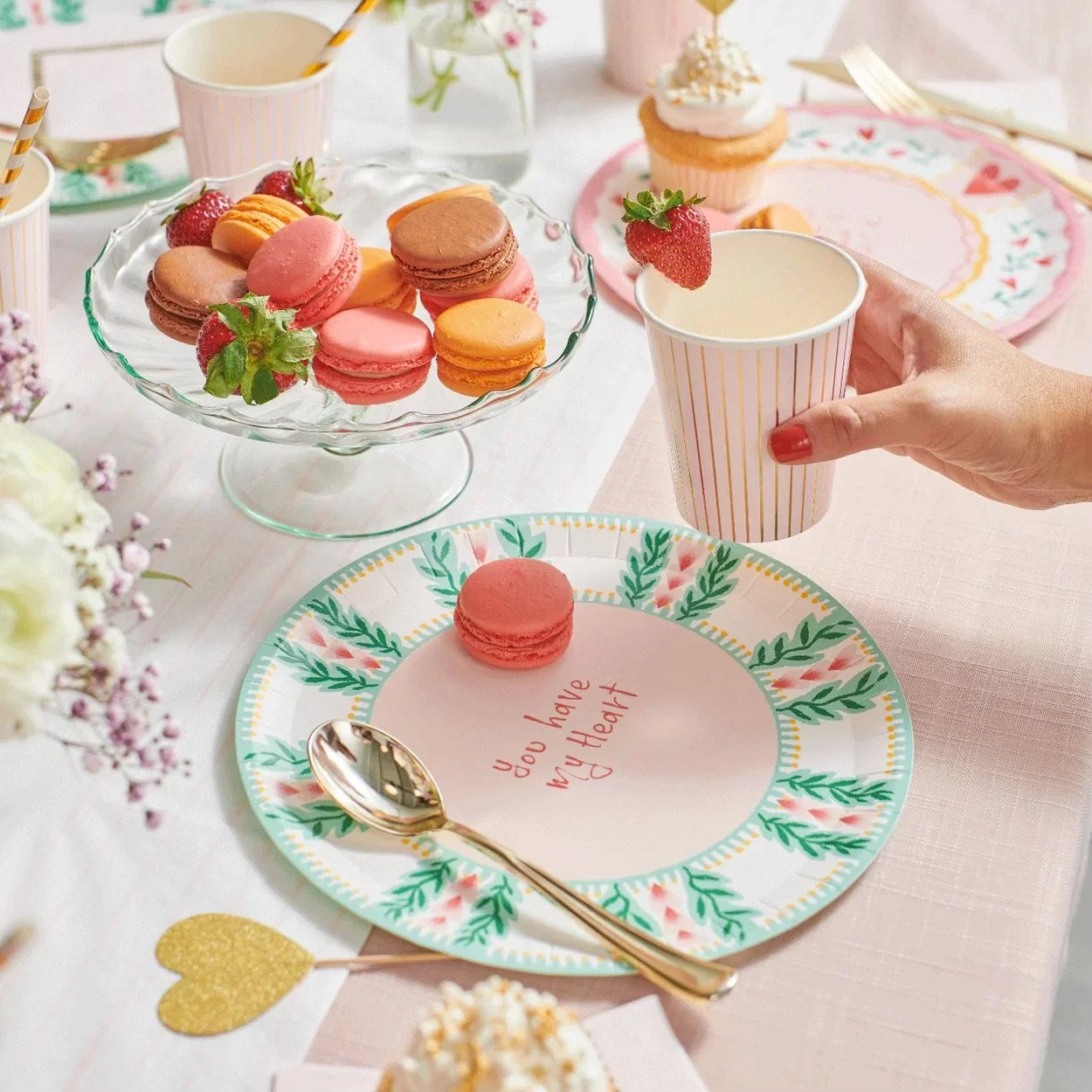 brunch plates paper plates strawberry party supplies event design and pink decor for valentines day