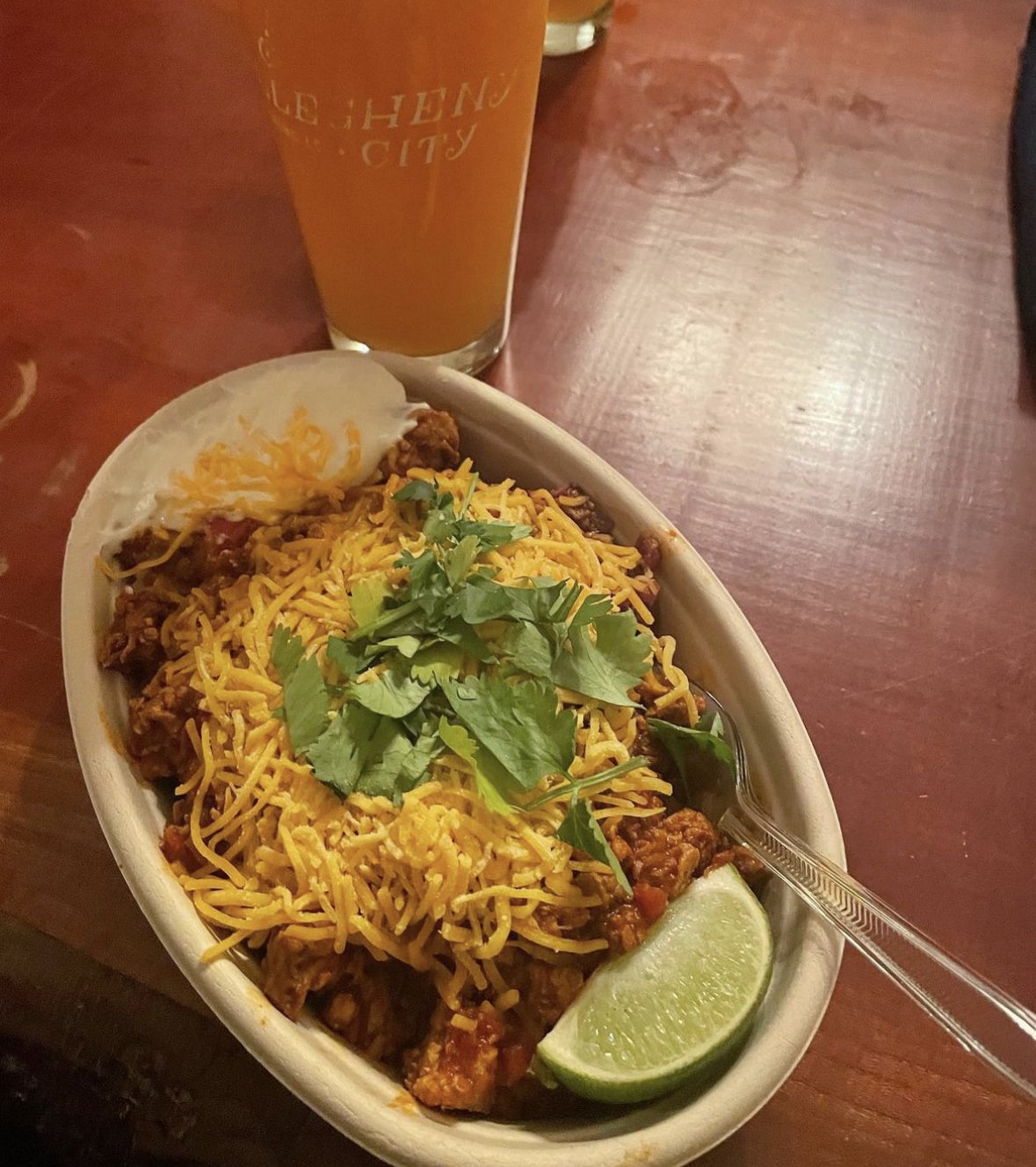 A bowl of chili from the Revival Chili food truck in Pittsburgh.