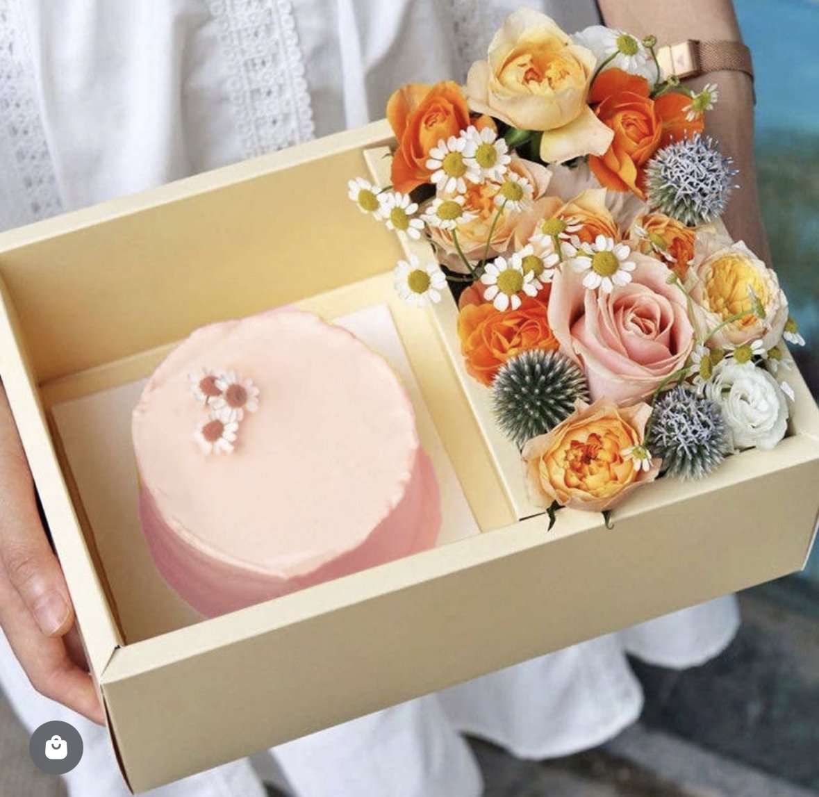 A Valentine's Day cake and flower box from Party on Butler.