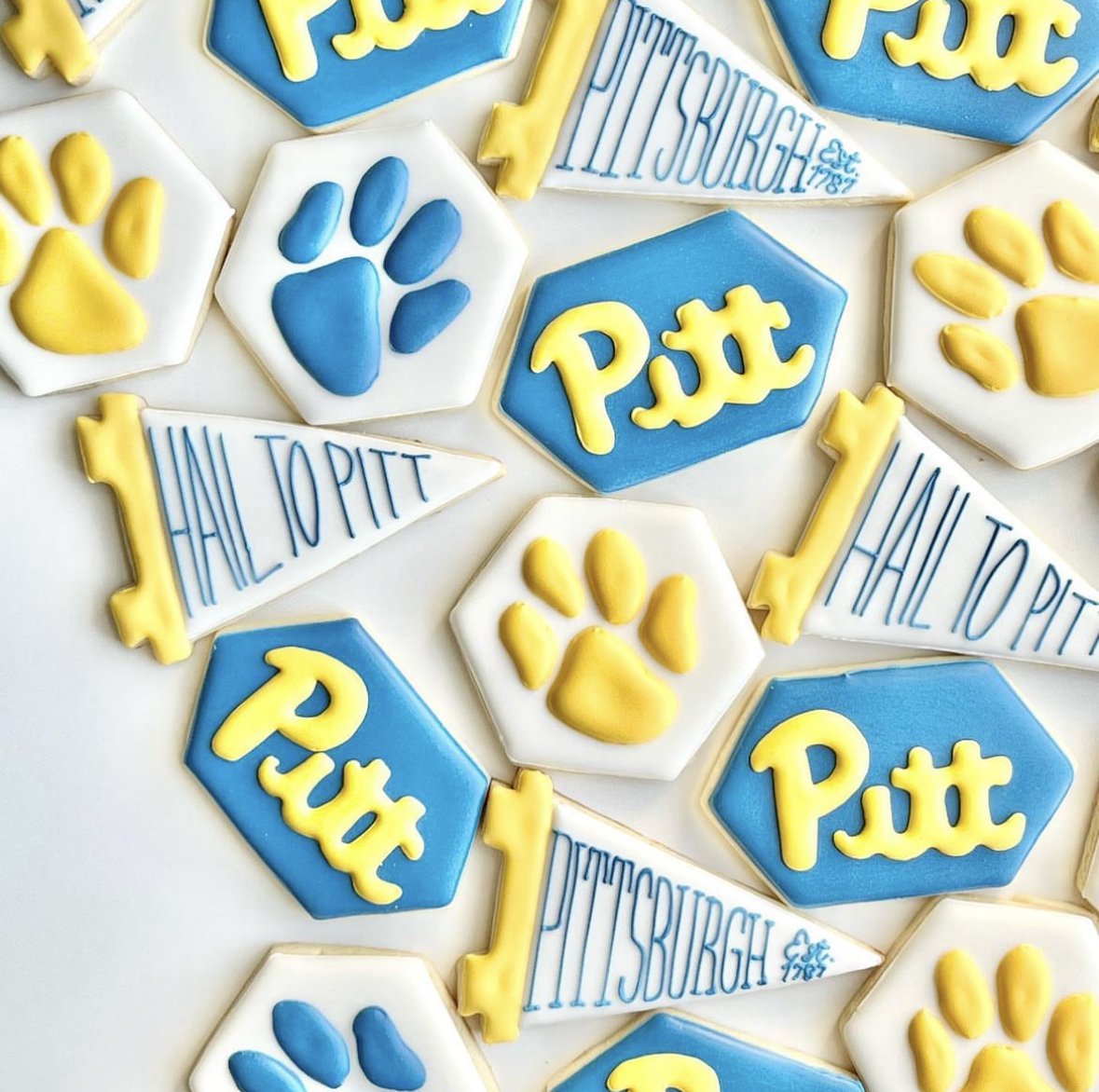 Custom Pitt sugar cookies made by Ruby Lou Company