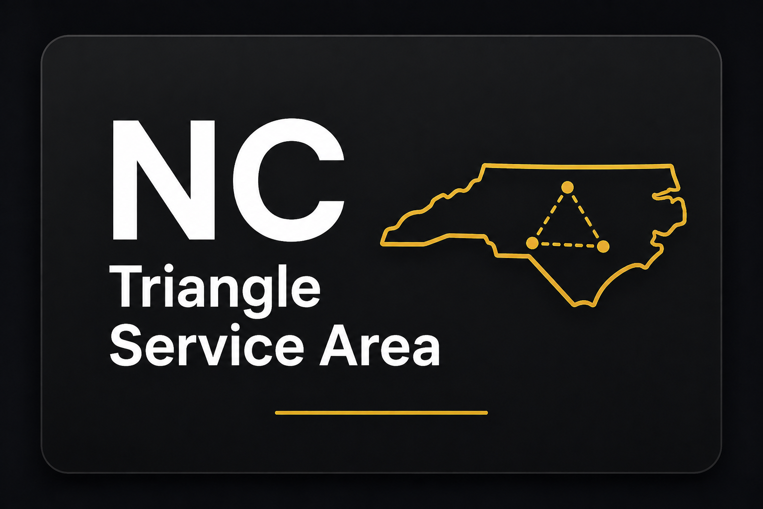 Sign for North Carolina Triangle Service Area with an outline map of North Carolina and a triangle symbol inside.