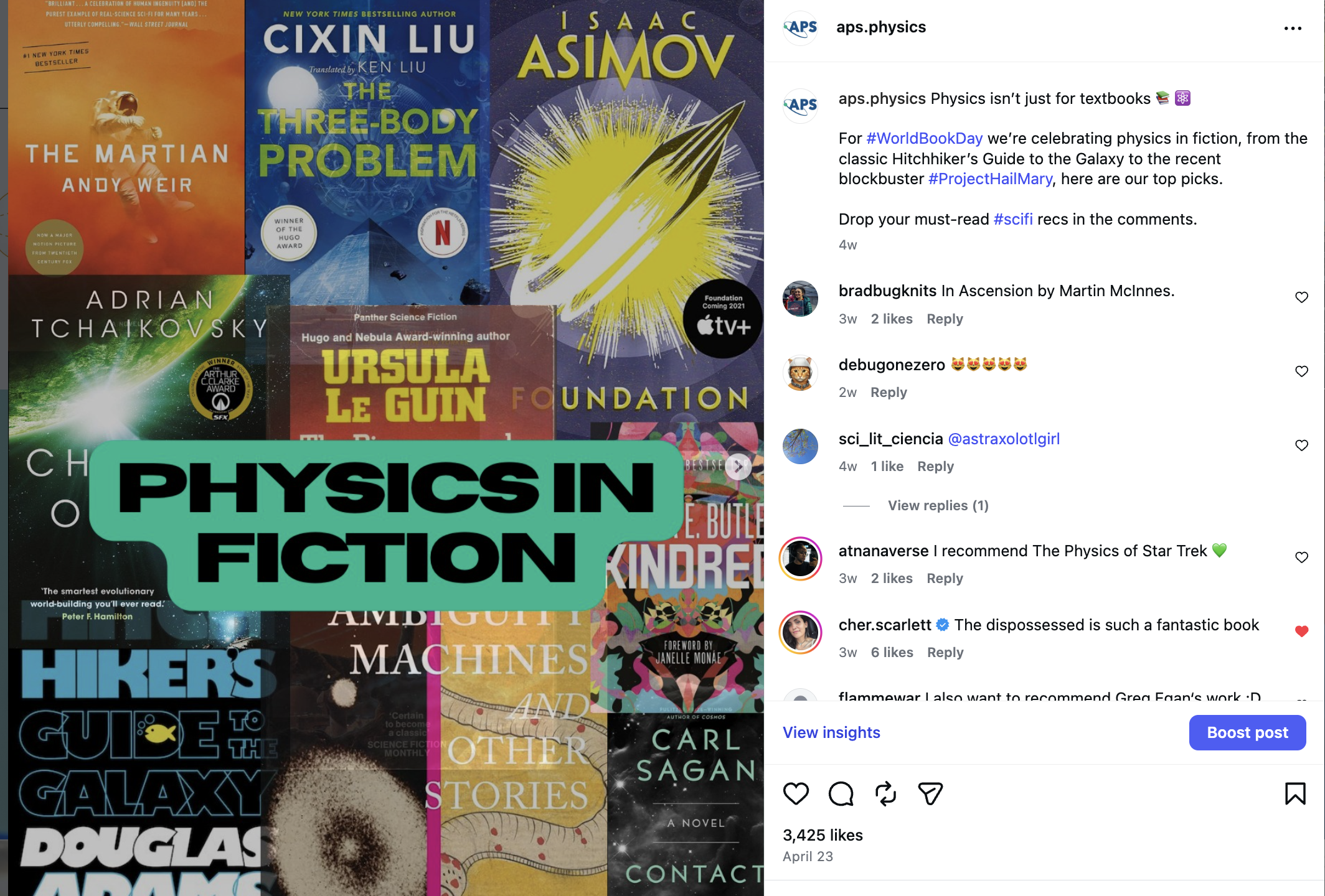 Celebrating World Book Day with physics-themed novels.