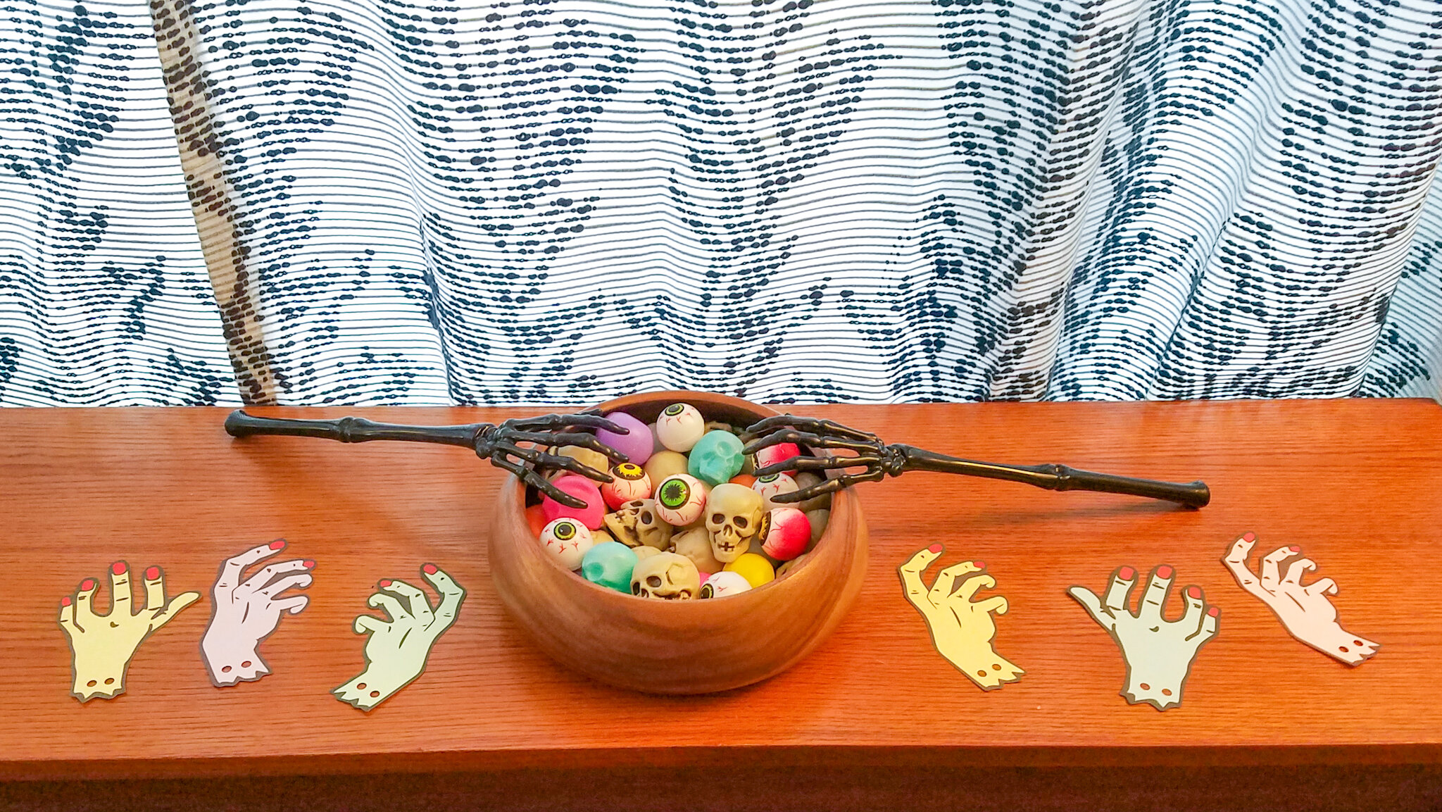 This vintage teak bowl is a favorite for seasonal sensory fun - nothing in this bowl is ever off-limits to the kids.