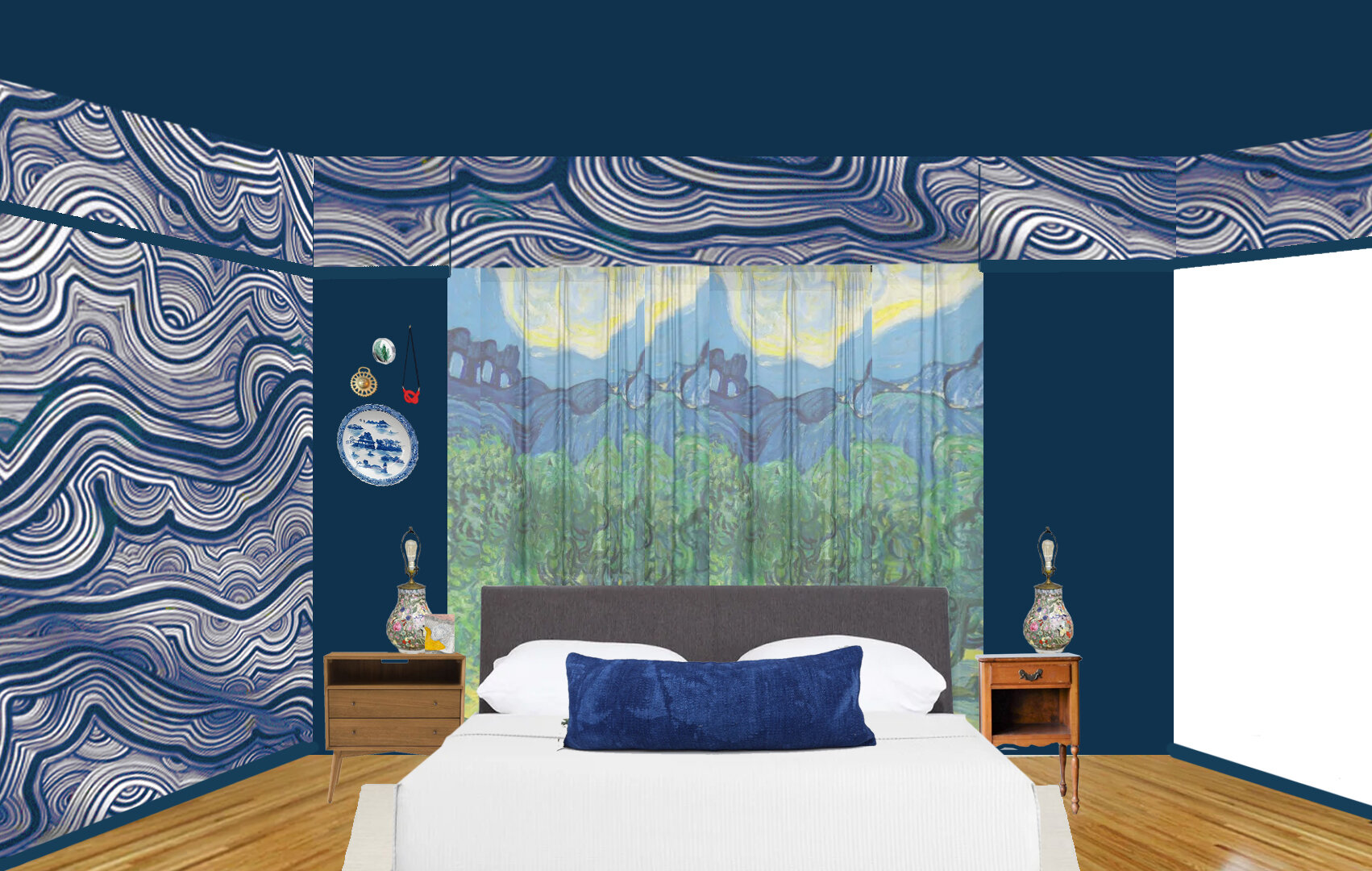 Mural inspired by a fabric design by Jenna Black