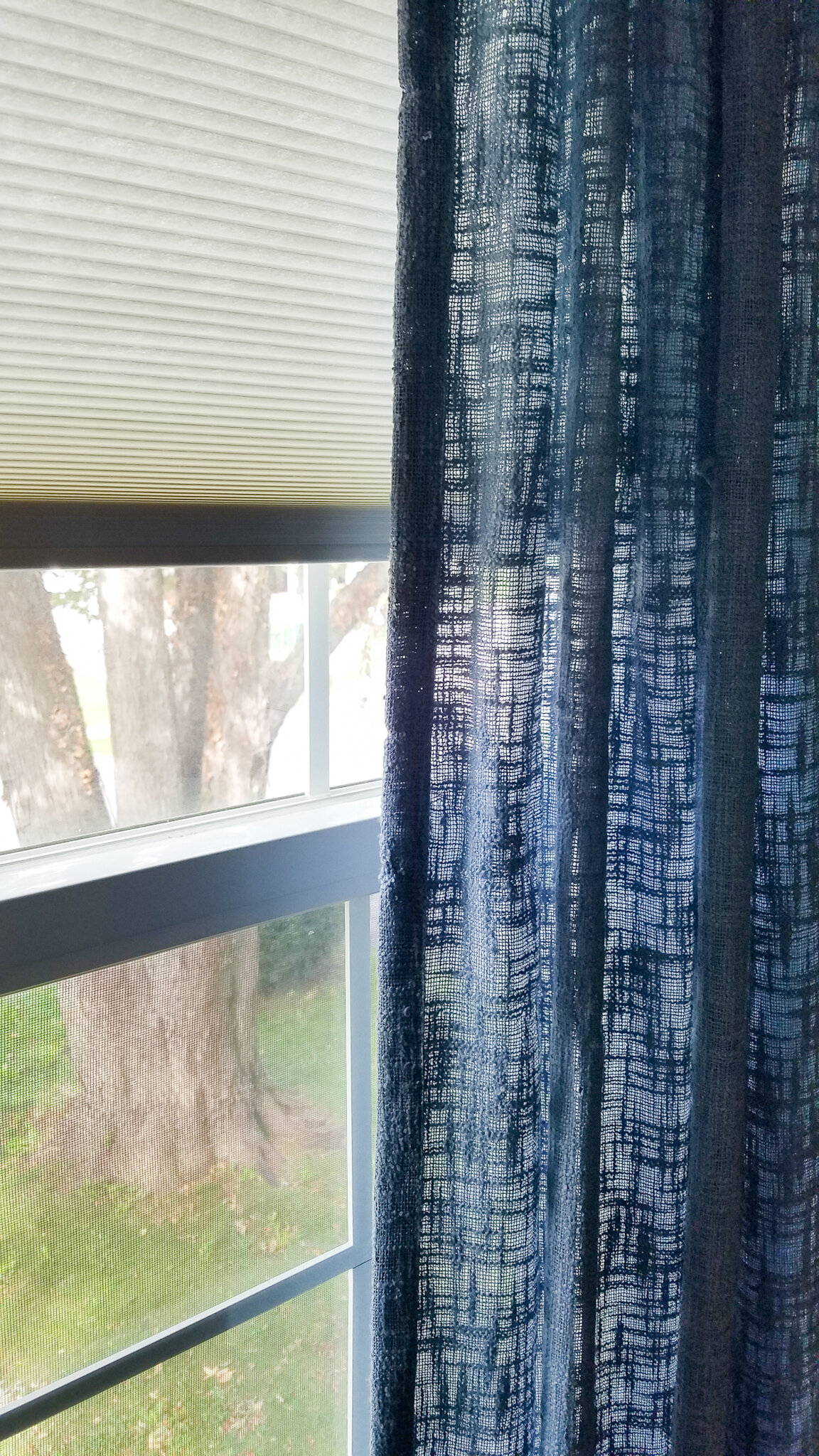 New light-filtering shades vs old curtains