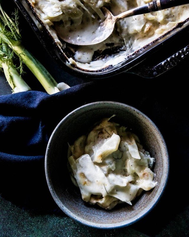 This creamy and decadent Goat Cheese and Fennel Gratin is the ultimate holiday comfort side dish. Not a usual player at the table but a fun and different new comer. A perfect partner to a traditional Thanksgiving meal. Inspired by my dear friend @aka