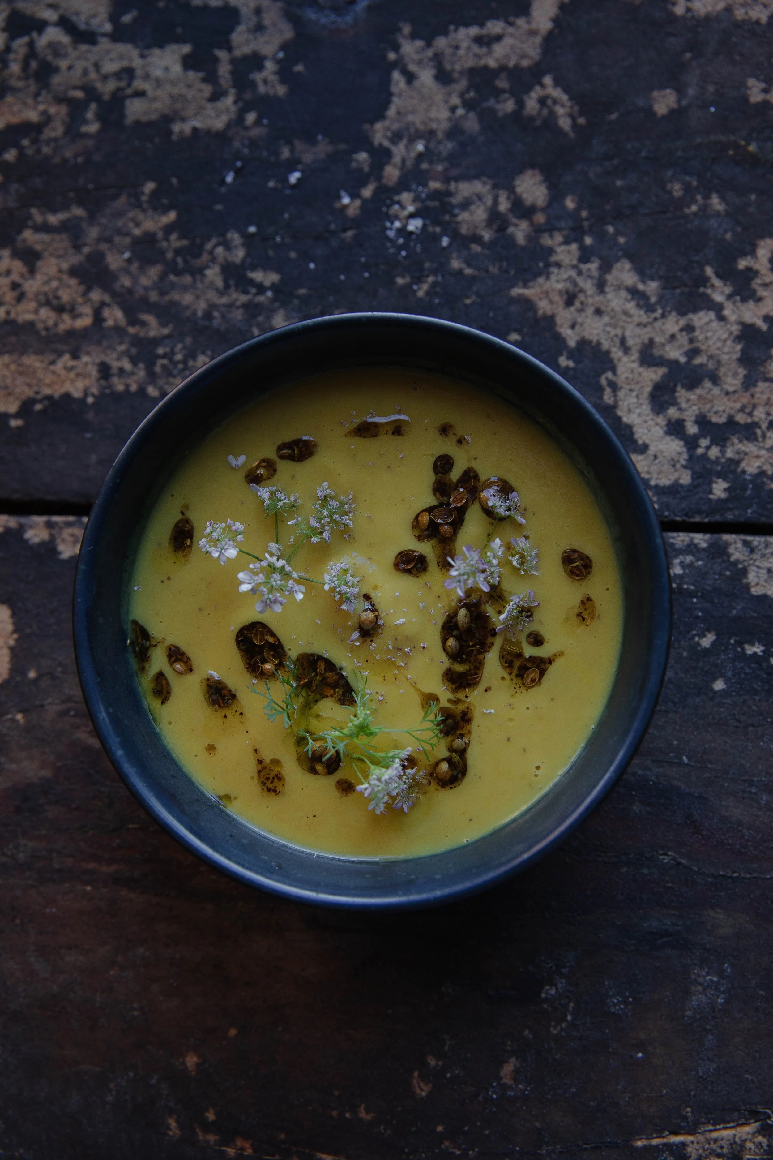 Curried Cauliflower Soup With Coriander Crunch
