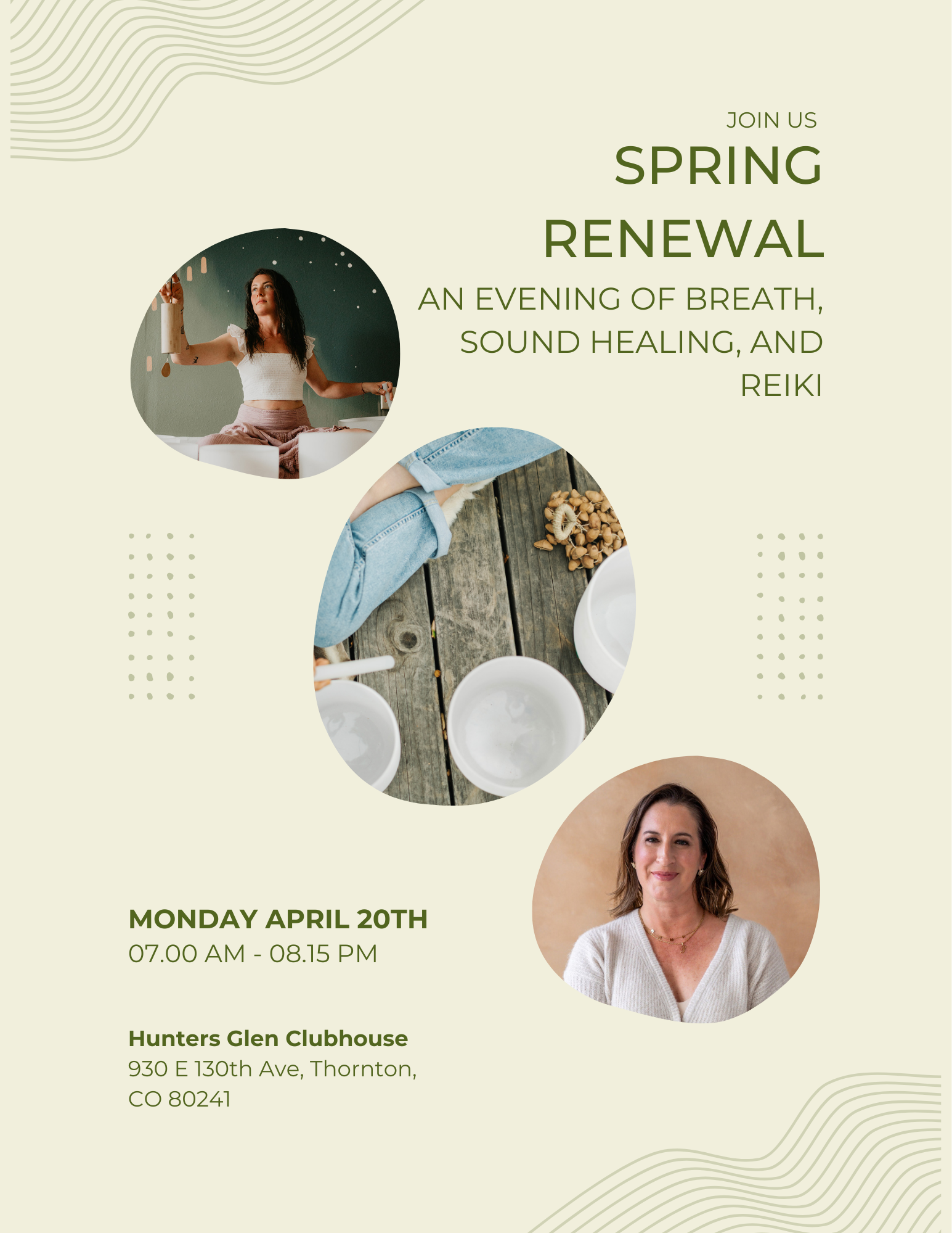 Spring Renewal: an evening of breath, sound healing, and reiki