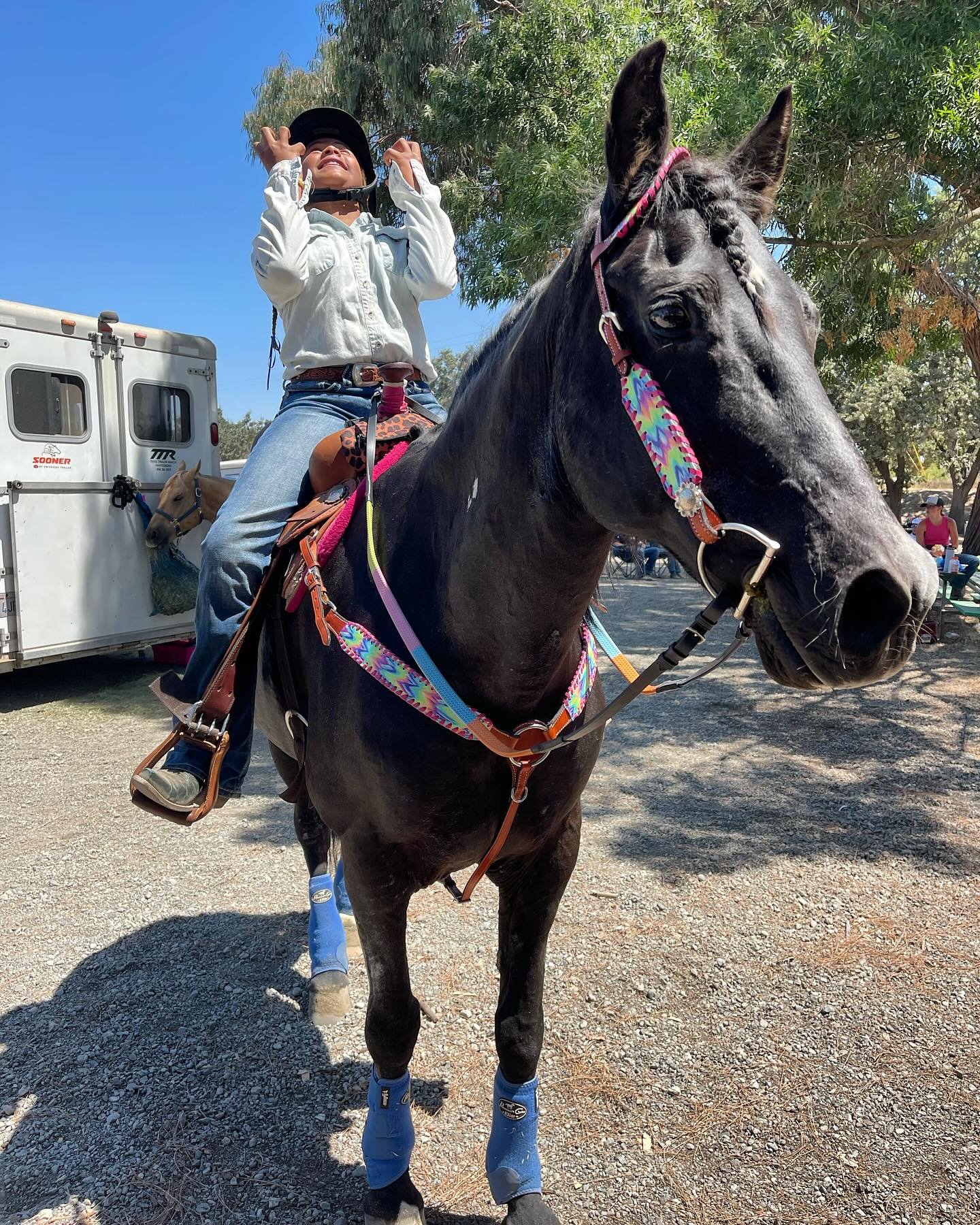 When your coach of 6 years knows you&rsquo;re thee one and always picks you to ride the green ones &hellip; you end up taking the rescue horse to a gymkhana even tho he has not perfected any pattern whatsoever and definitely does not know what neck r