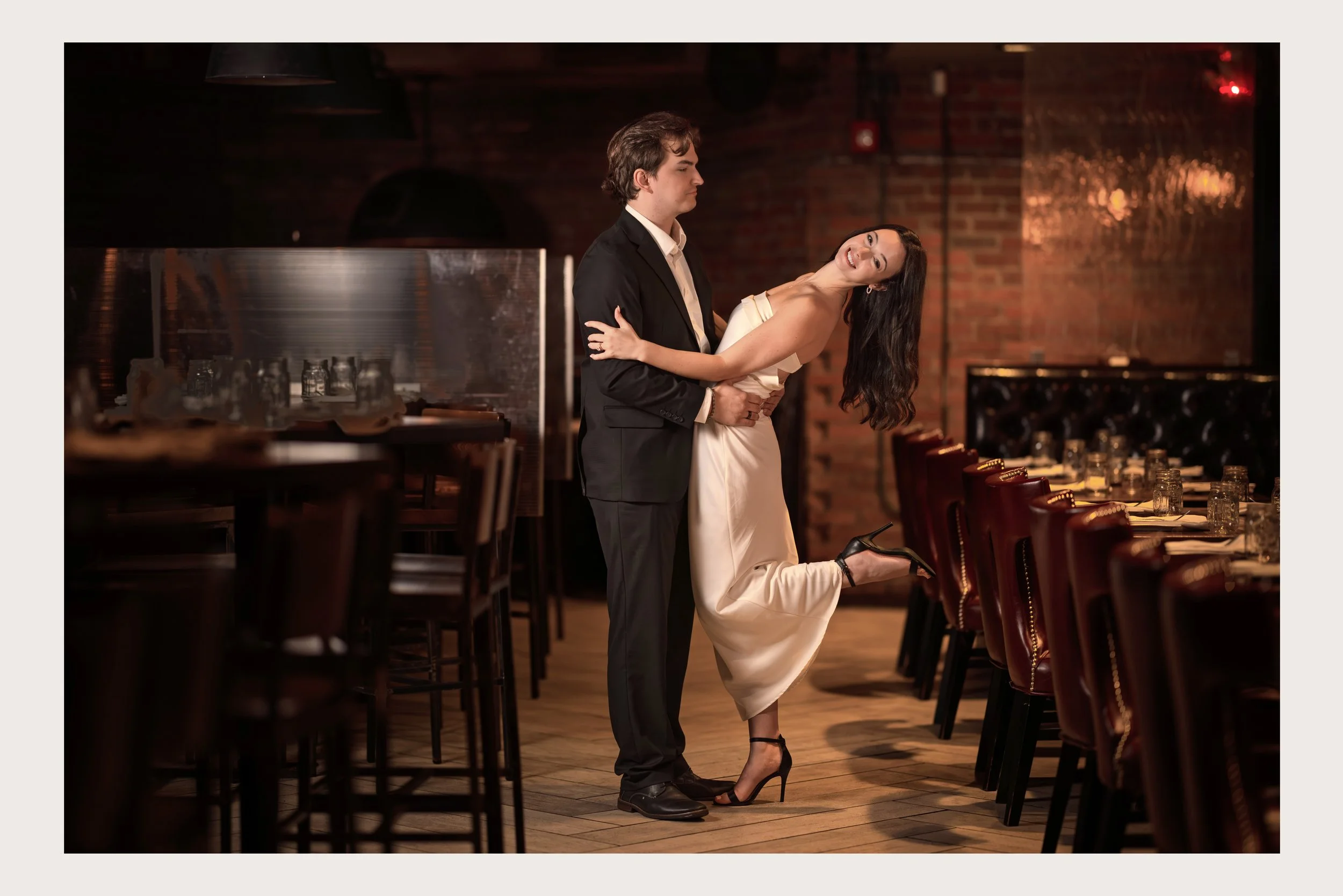 This photo was part of an engagement shoot I did at The Cellar in uptown Charlotte. I love the old Hollywood, speakeasy vibes!