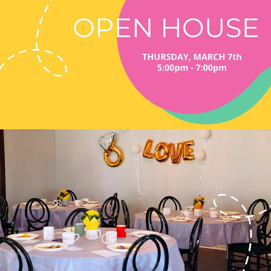 Our next open house is this week Thursday, March 7th from 5pm to 7pm. This is a great opportunity to visit the space, either for the first time, or again for a refresh! No RSVP needed, drop by anytime during that window.
.
.
.
#babyshower #bridalshow