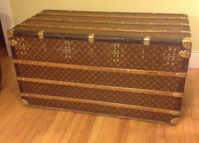 Rare Antique Louis Vuitton Chest Trunk Steamer back.jpeg