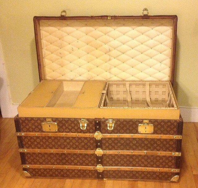 Rare Antique Louis Vuitton Chest Trunk Steamer open chest.jpeg