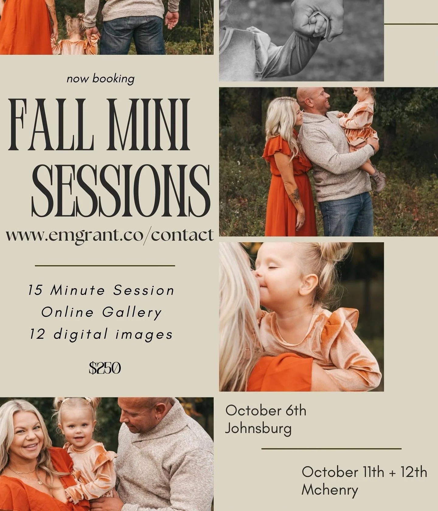 2 HOURS until @emgrantphotography&rsquo;s Fall Mini Session link is live and emailed out!! Comment your email below or DM me to get added to the email list 🍂
.
#mchenryil #johnsburgil #barringtonil #waucondail #lakezurichil #prairiegrove #lakemooril