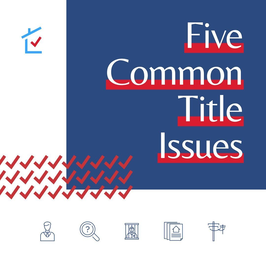 The 5 most common title issues are_____? 

The first two are probably easy to guess but the last three are reminders of just how much *who you work with* matters. 

1️⃣ Liens
2️⃣ Easements 
3️⃣ Fraud
4️⃣ Missing Heir 
5️⃣ Human Error 

This list of 5