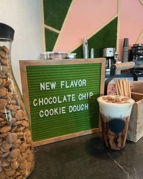 cat cafe chocolate chip cookie dough drink