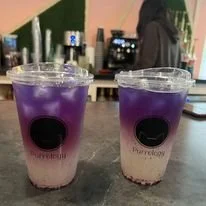 purrology cat cafe picture of a drink with purple