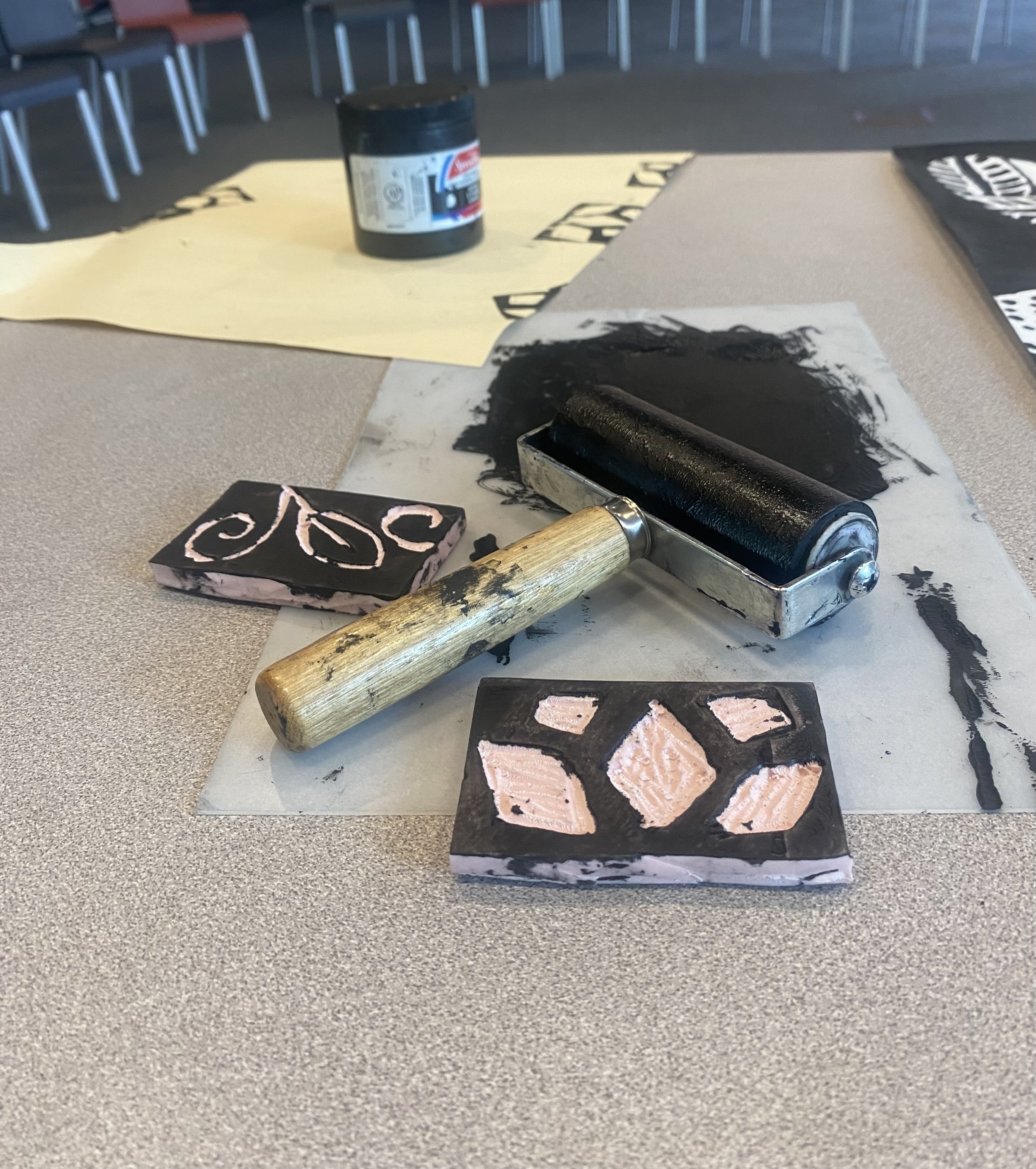 Adult Printmaking Class Linocut Printing