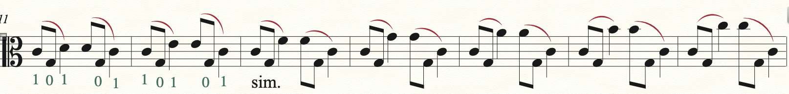c major scale with open strings between each shift