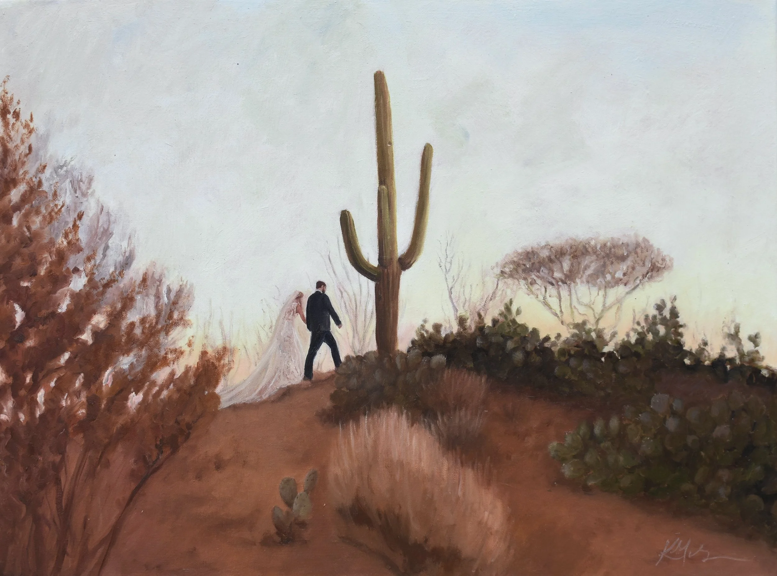 18x24 in. | Post Wedding Painting, Venue Grounds Scene