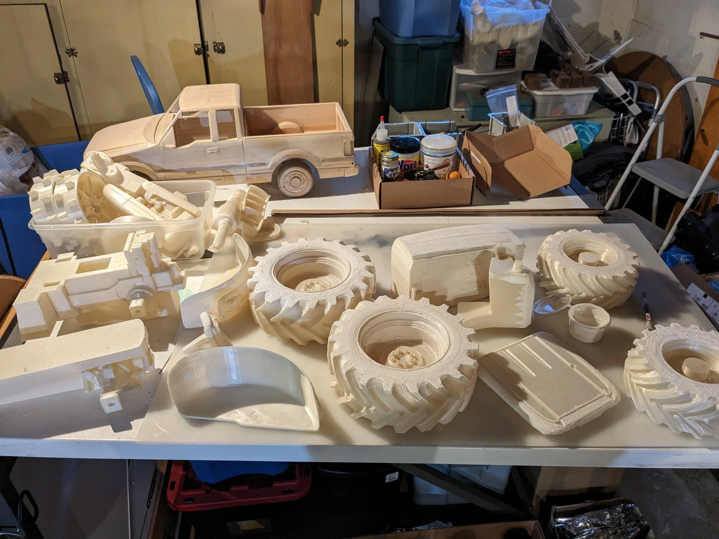 Printed using custom settings and all mechanical fasteners. Compostable filament was used and custom gcode written for the printer to make it work.