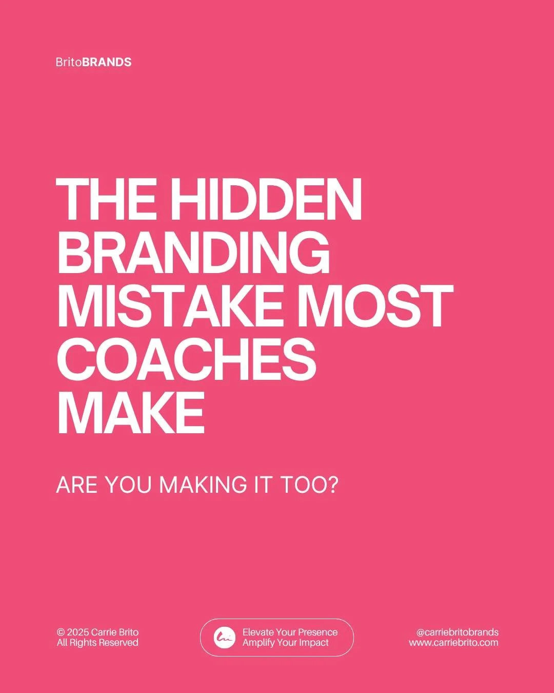 💭 The Hidden Branding Mistake Most Coaches Make
Most coaches think their brand is a project &mdash; something they can finish, check off the list, and move on from once it&rsquo;s &ldquo;done.&rdquo;
But here&rsquo;s the truth:

✨ You don&rsquo;t fi