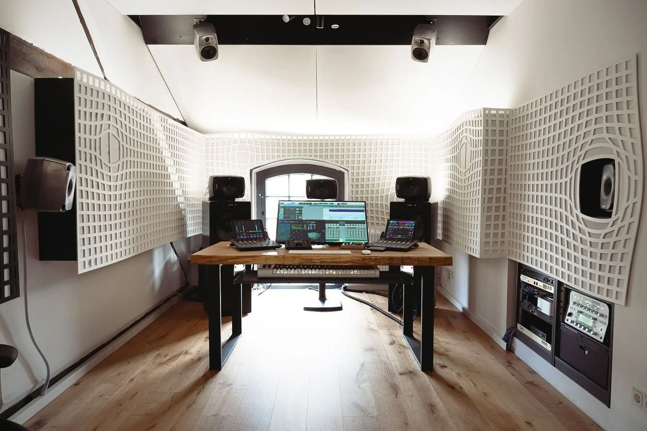This is where the magic happens! @immersive_laboratories studios in Berlin, Germany. Acoustic design by @kost.acoustics, 7.1.4 koudspeaker system by @genelec_oy. If you want to learn, how your music can benefit from #dolbyatmos, #auro3d #sony360ra or