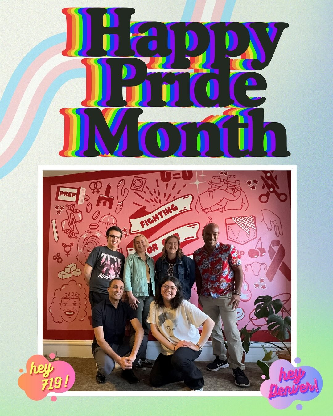 Happy pride month from the HeyDenver and Hey719 team!!✨🌈💖 Come get free testing for STIs/HIV, harm reduction supplies and PrEP navigation all year long! 
&bull;&bull;&bull;&bull;&bull;&bull;&bull;&bull;&bull;&bull;&bull;&bull;&bull;&bull;&bull;&bul