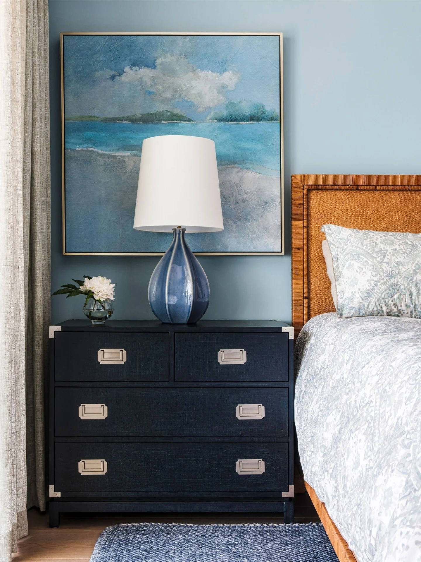 With the holidays right around the corner, getting your guest room ready for guests might be on your mind. A calming color palette sets the tone. I love using coastal-inspired neutrals — warm whites, soft taupes, muted blues — for a seren