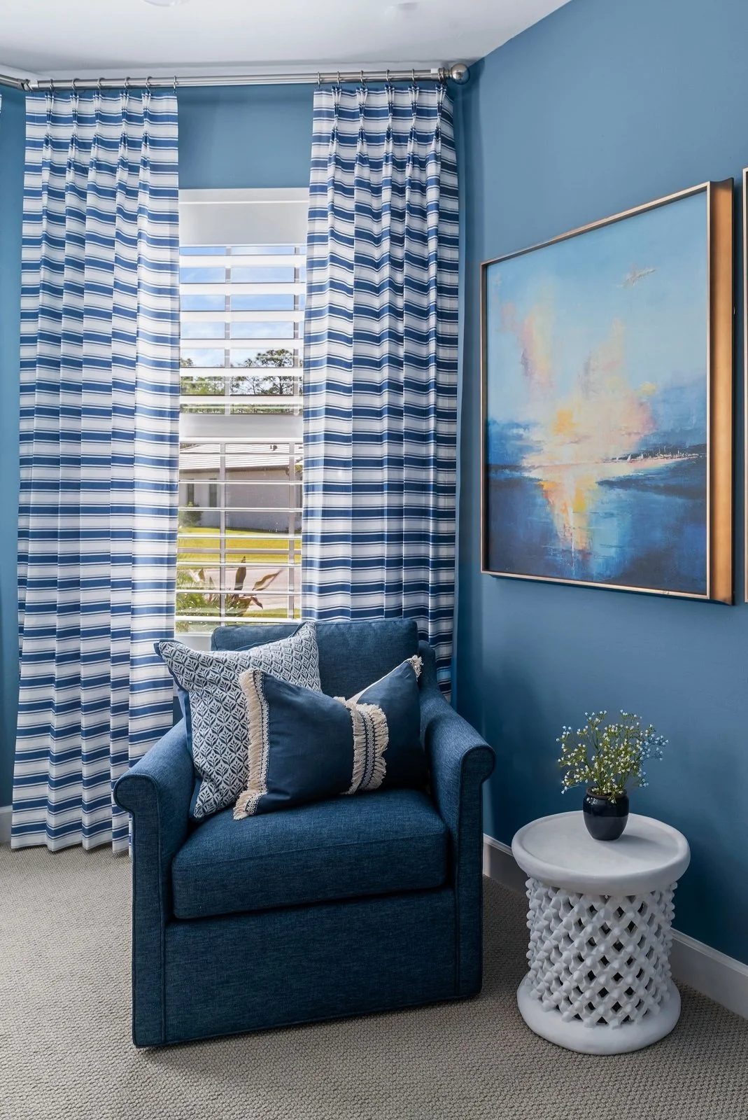 Sandra Asdourian Interiors Blue and White Bedroom Chair Naples FL.jpg